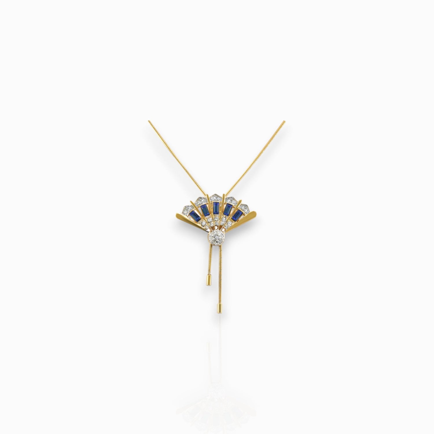 Marlene Dietrich - Necklace on a white background.
