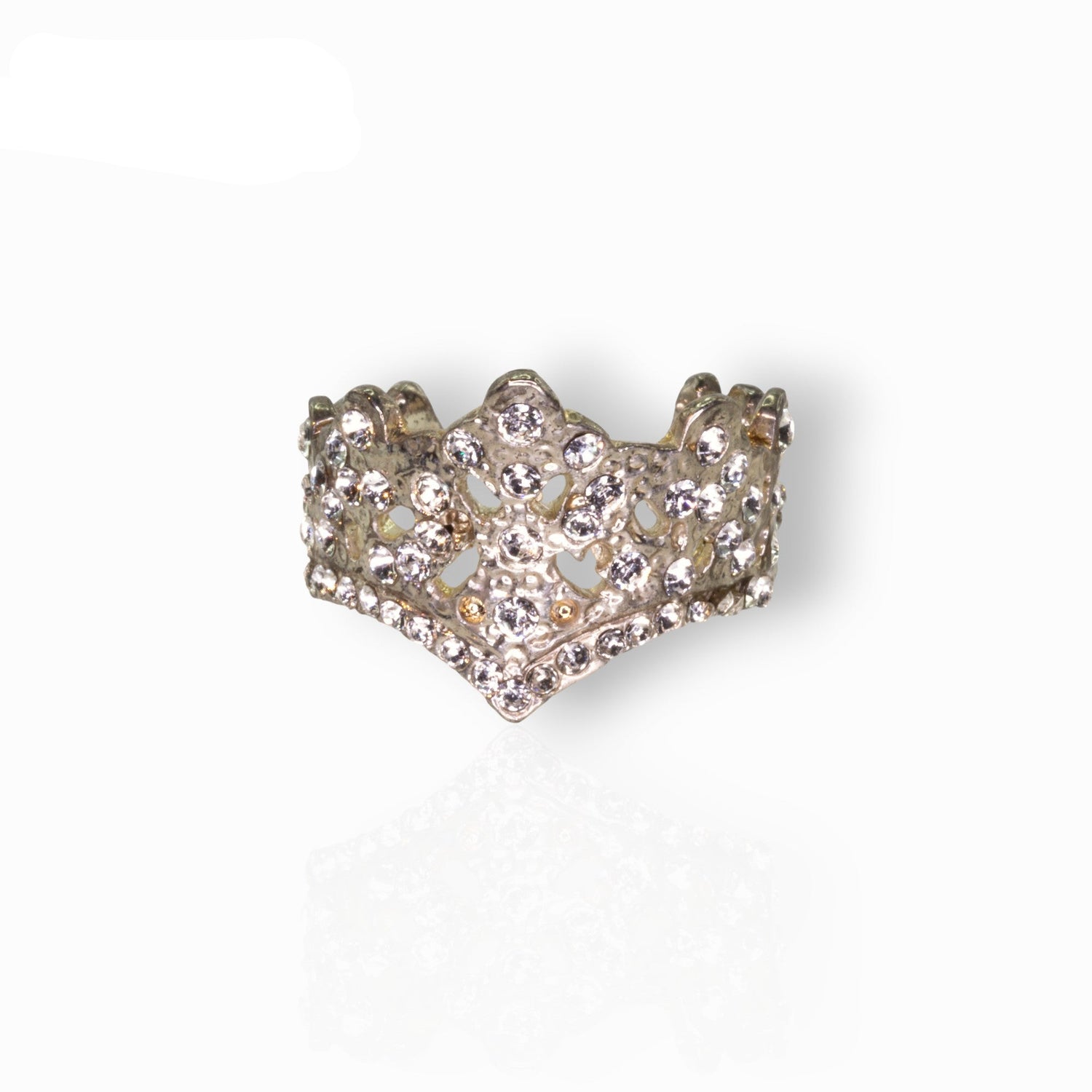 Decorative crown with crystals on a white background.