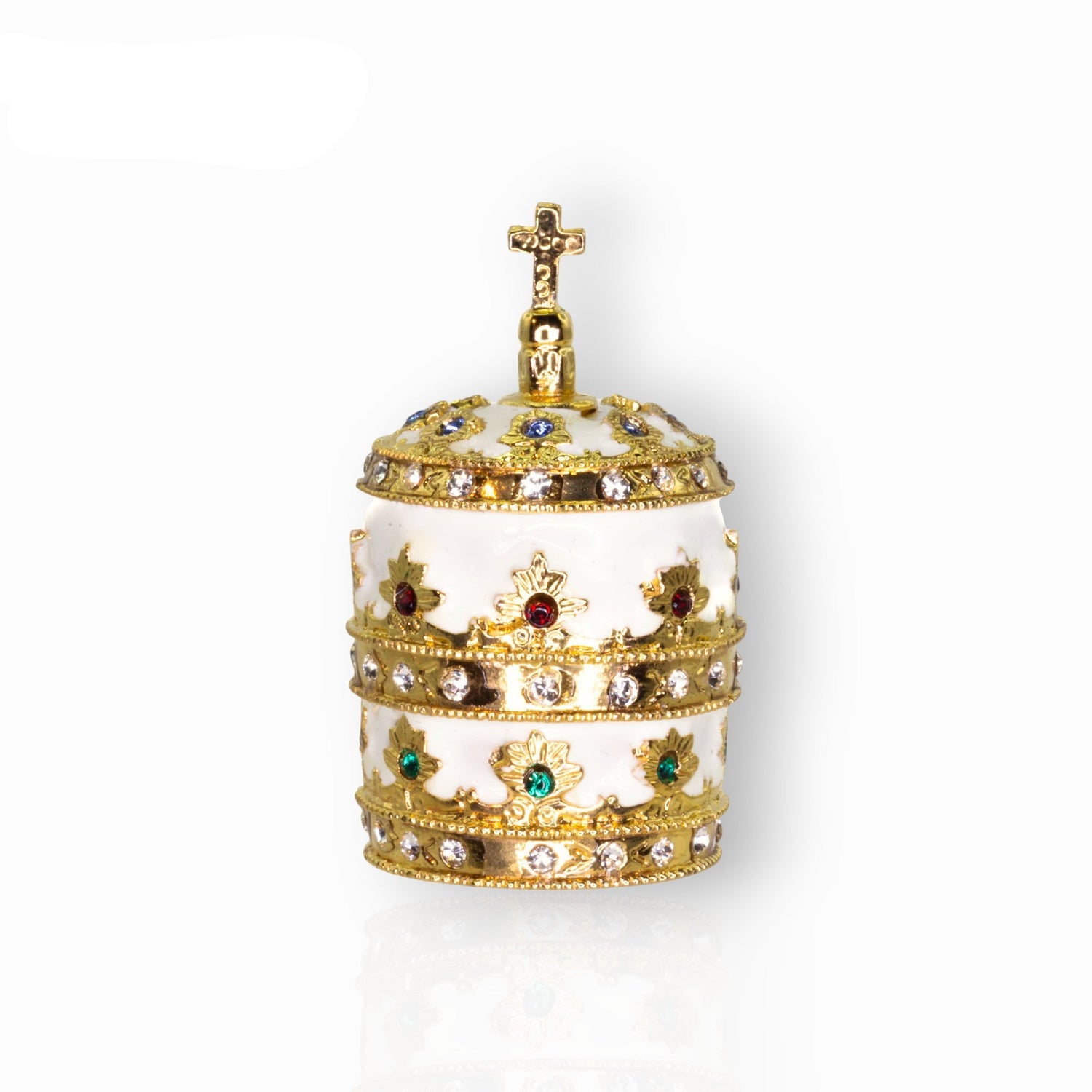 Decorative crown with gold and gemstone details on a white background.