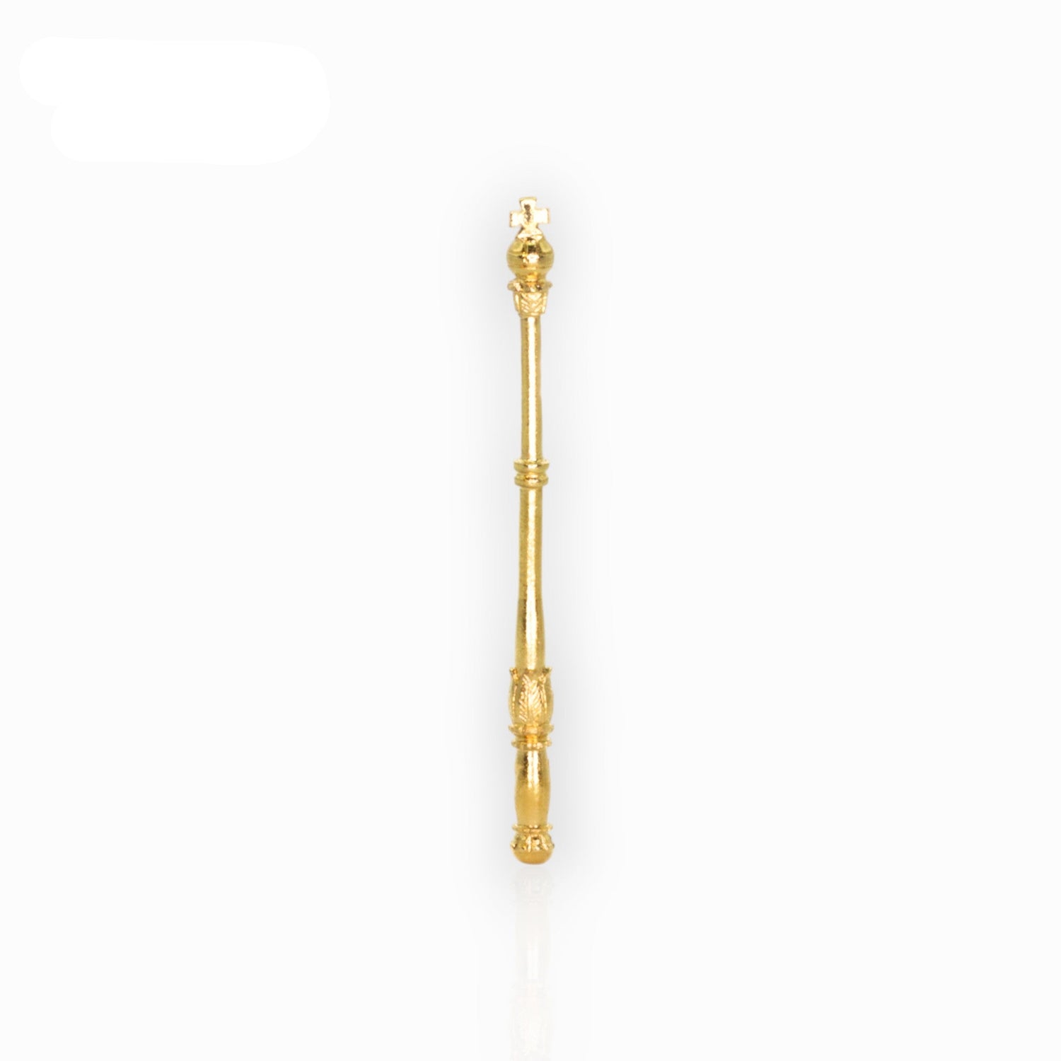 Gold sceptre on a white background.