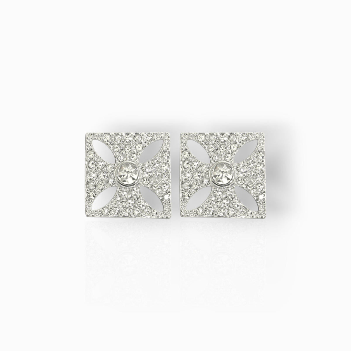Queen Victoria's Diamond Crown - Stud Earrings on a white background.