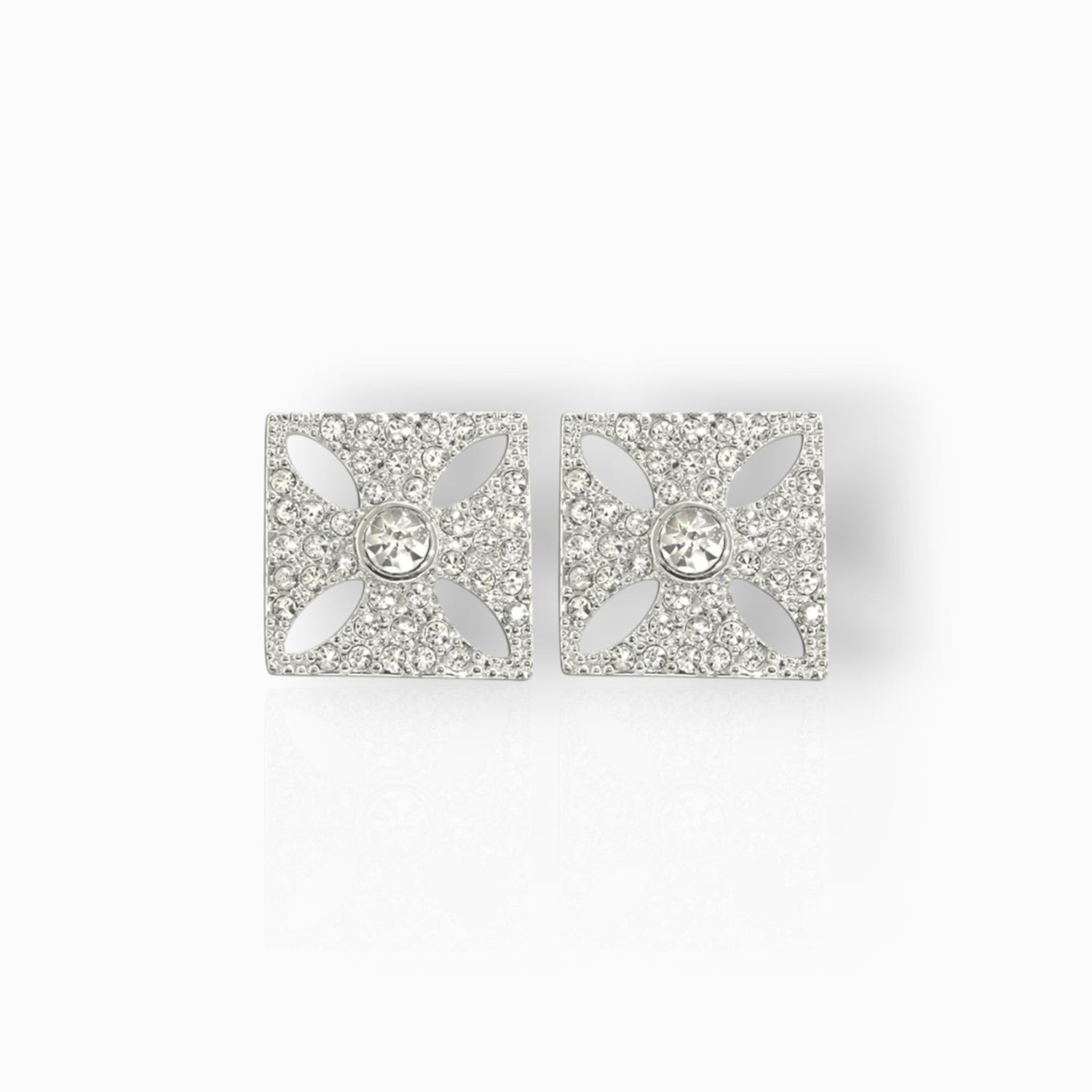 Queen Victoria's Diamond Crown - Stud Earrings on a white background.