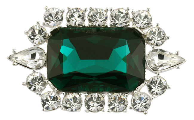 British Crown of India emerald crystal brooch