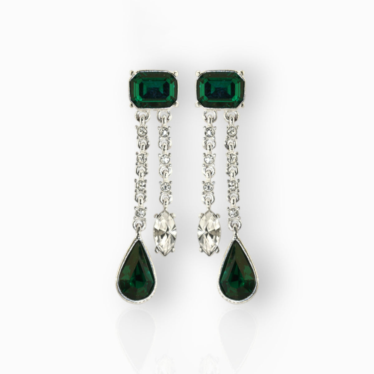 Emerald Durbar - Earrings on a white background.