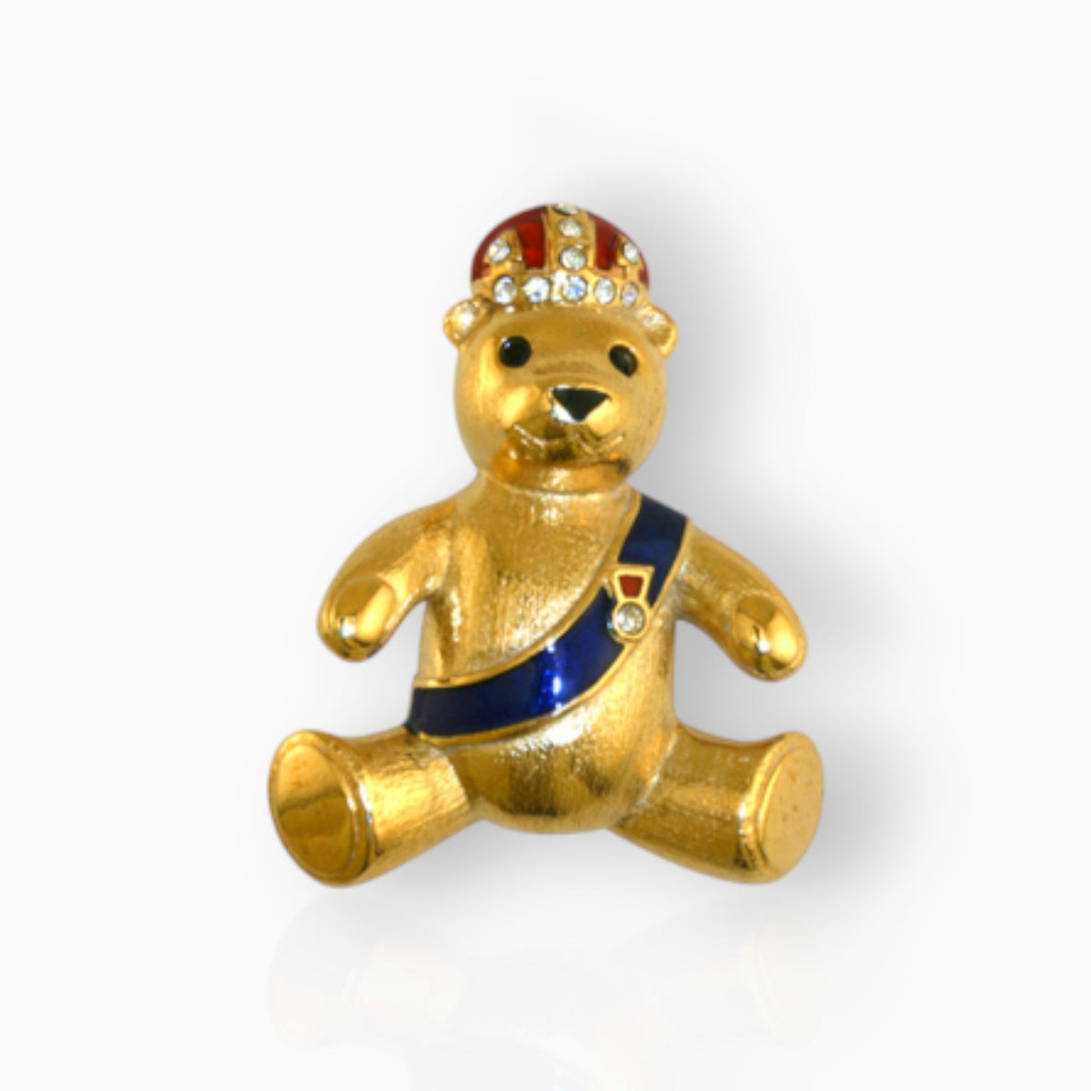 Prince Teddy Bear - Brooch on a white background.