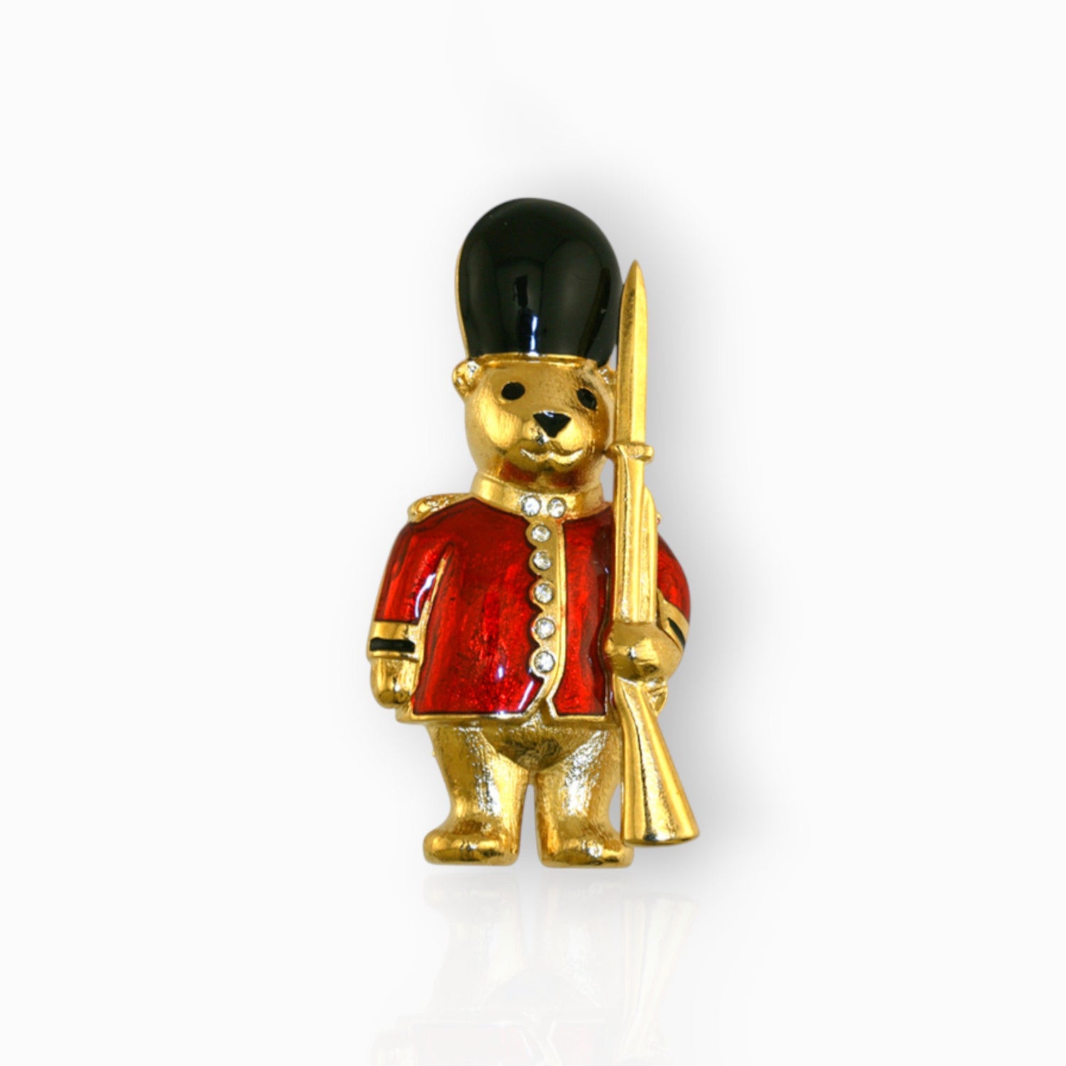 Guardsman Teddy Bear - Brooch on a white background.