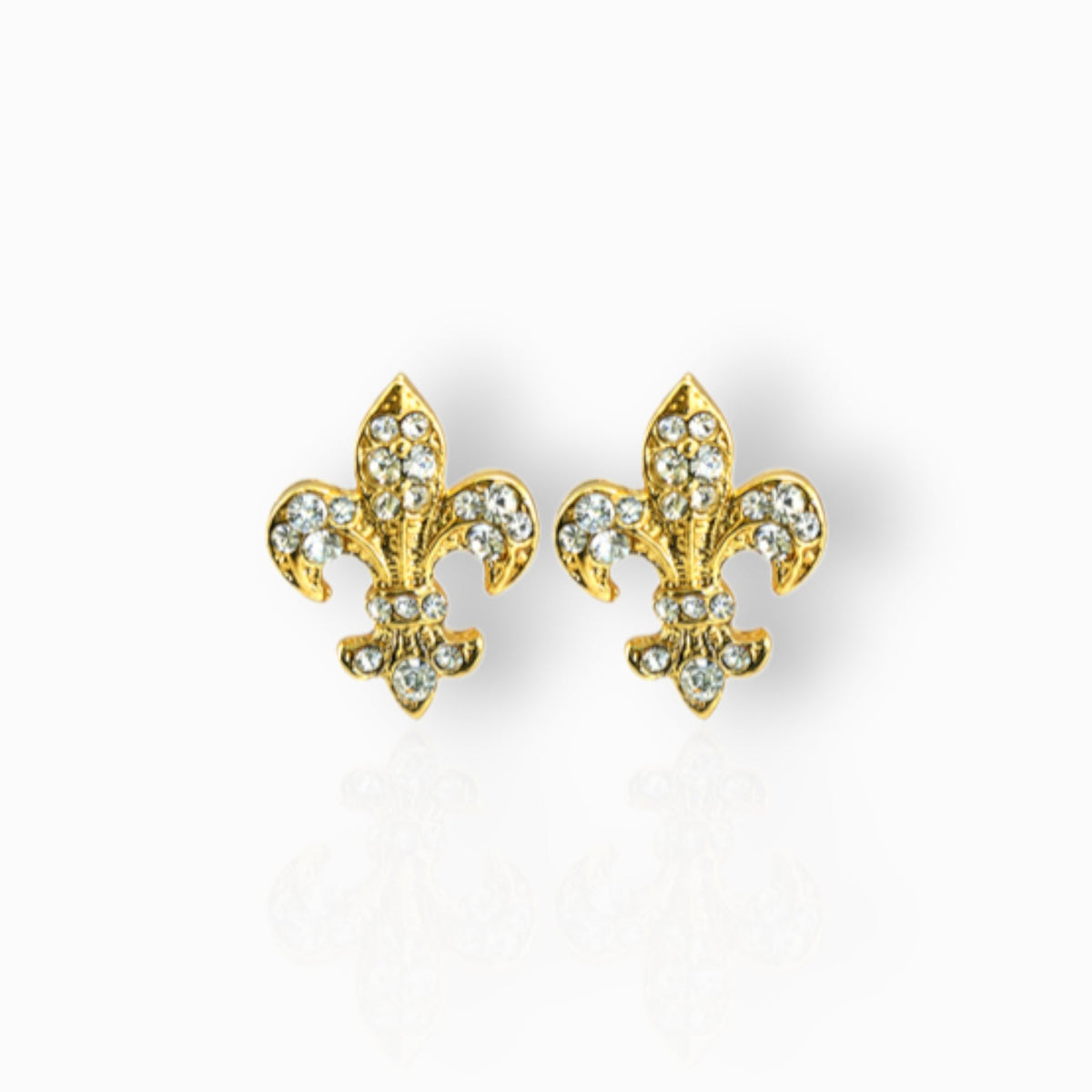 Fleur De Lys - Stud Earrings on a white background.