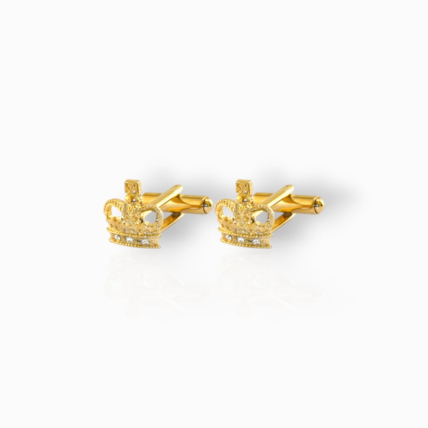 The Coronation Crown - Cufflinks on a white background.