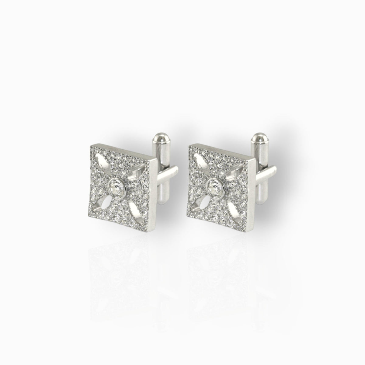 Queen Victoria's Diamond Crown - Cufflinks on a white background.