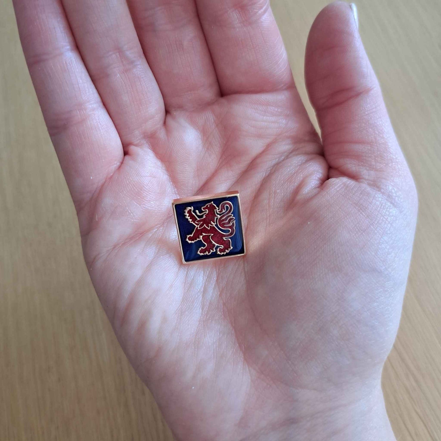 Lion Rampant Red and Blue - Badge Pin on a white background (photo 6)