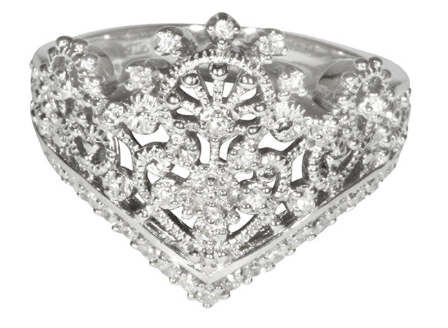 Tiara Ring No. 1 - Silver Toned Brass/Bohemian Crystals