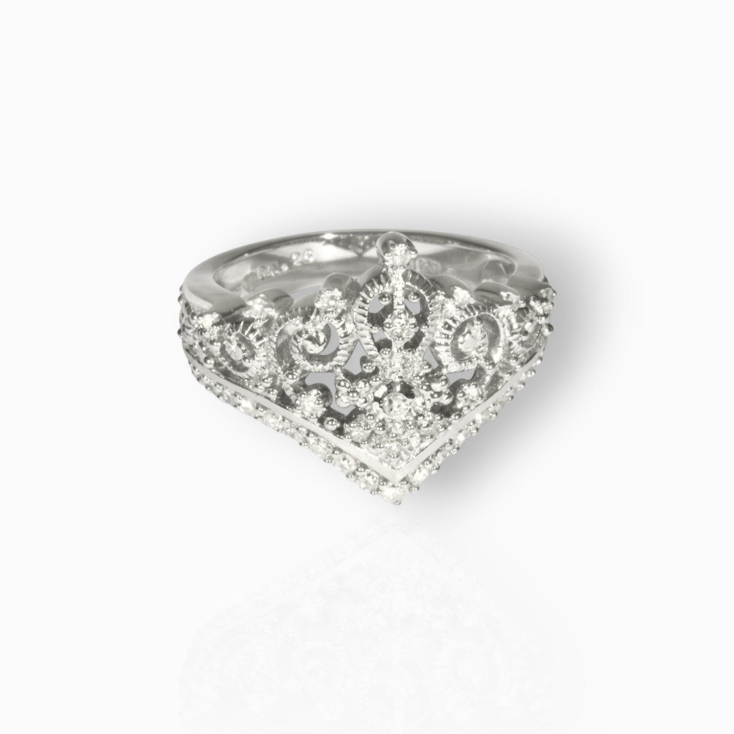 Tiara No.2 - Silver Toned Brass /w Bohemian Crystals - Ring on a white background.