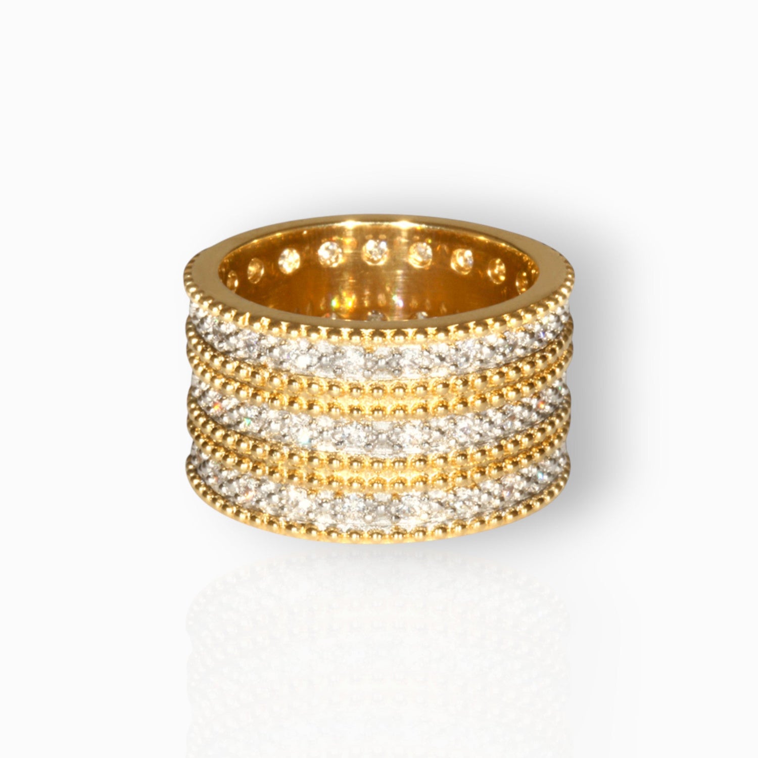 Triple Band from George IV Diadem - Double Row Gold Toned - Ring on a white background.