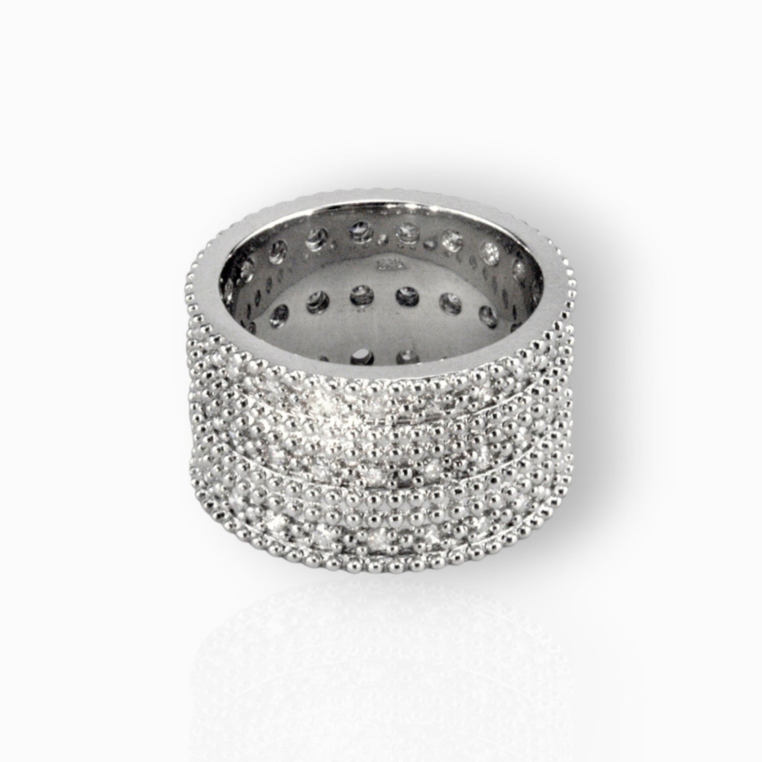 Triple Band from George IV Diadem - Double Row Rhodium Toned - Ring on a white background.