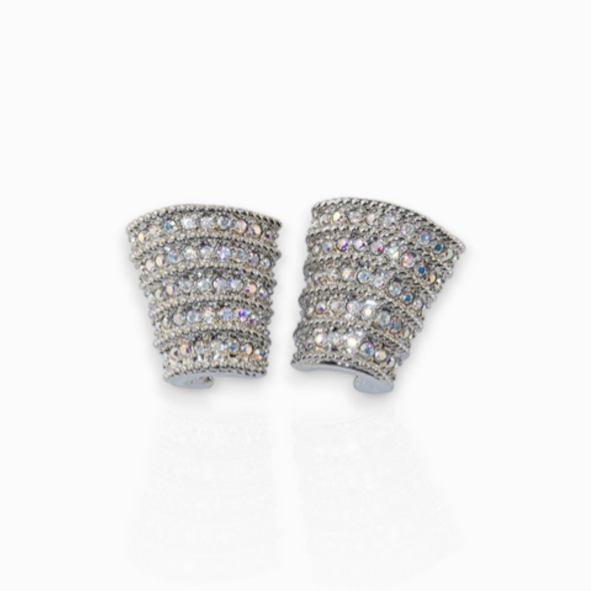 Meryl Streep Crystal Ribbed - Earrings on a white background.