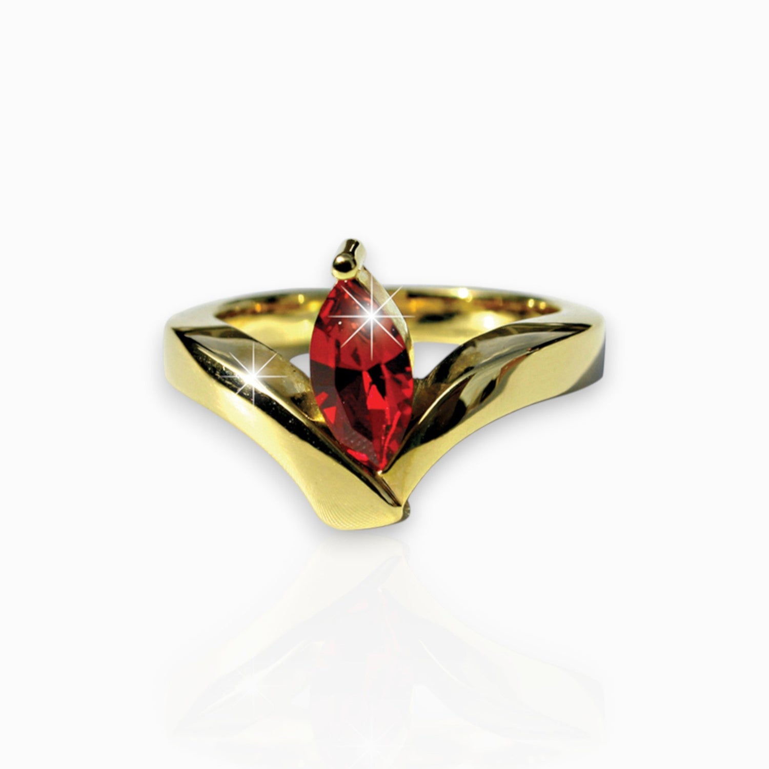 Julia Roberts Oval Ruby - Ring on a white background.