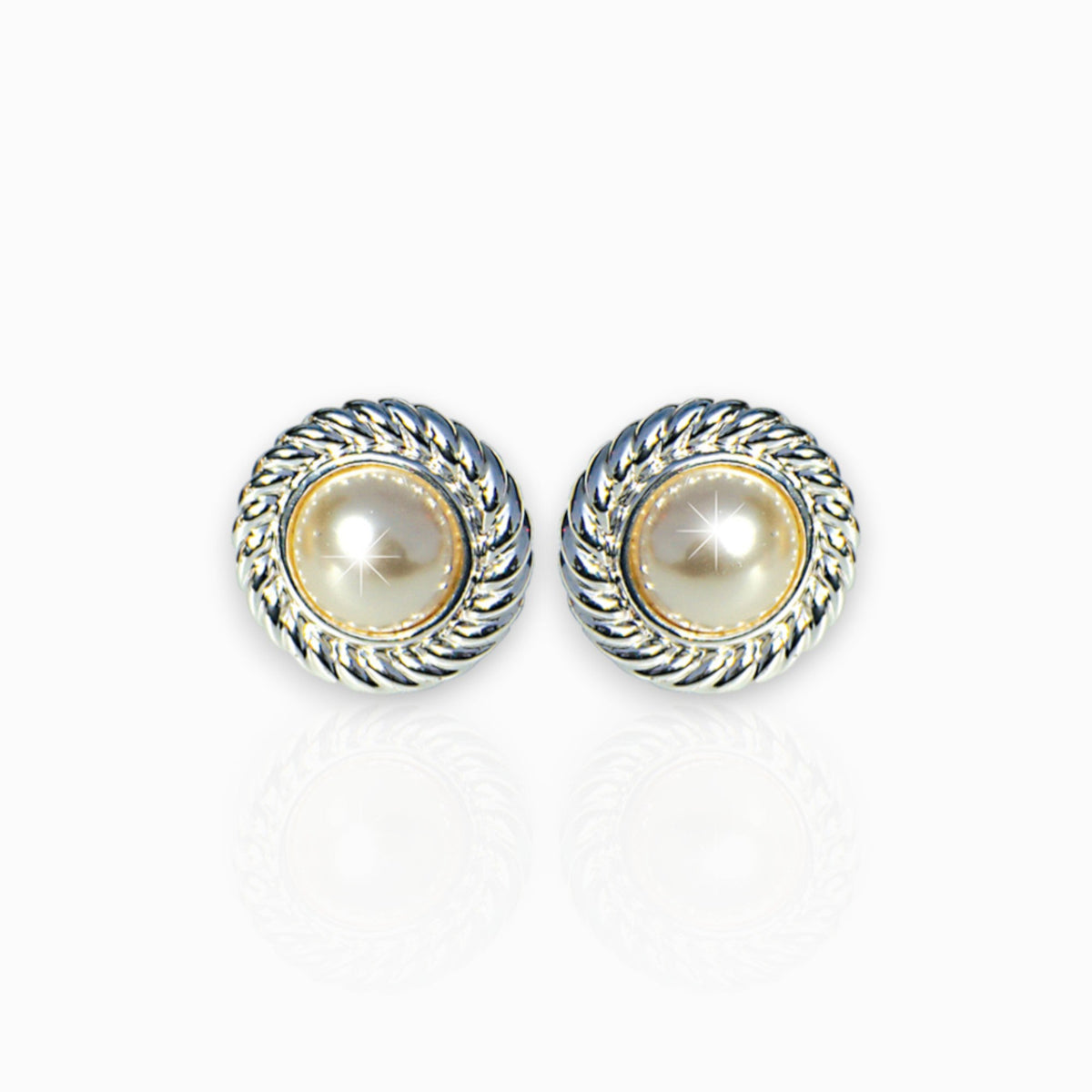 Small Faux Silver - Earrings on a white background.
