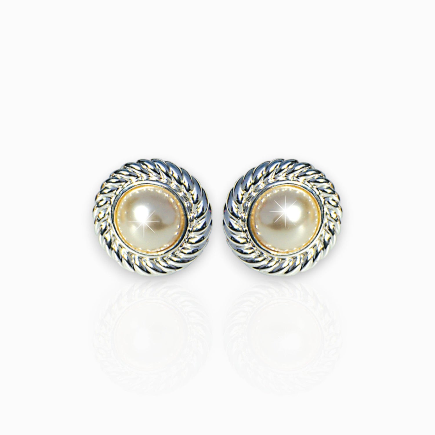 Small Faux Silver - Earrings on a white background.