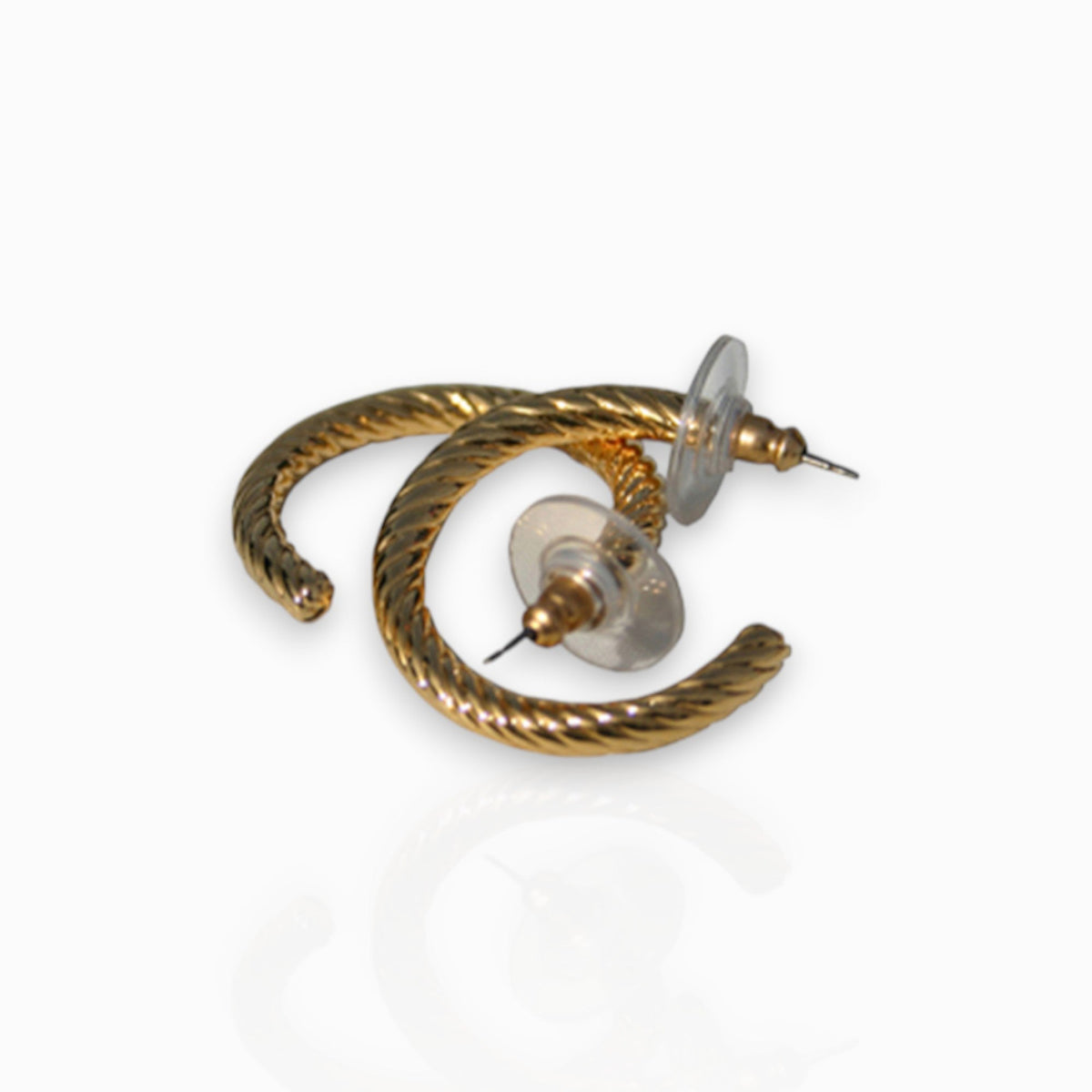 Gold-Toned Hoop Spiral - Earrings on a white background.