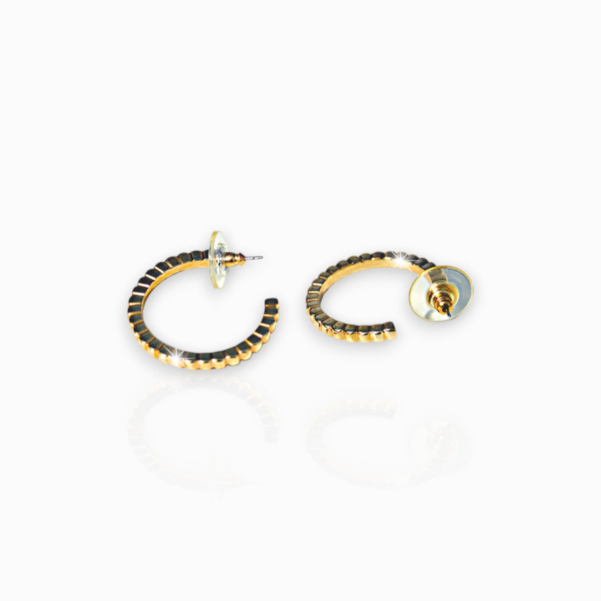 Gold-Toned Hoop - Earrings on a white background.