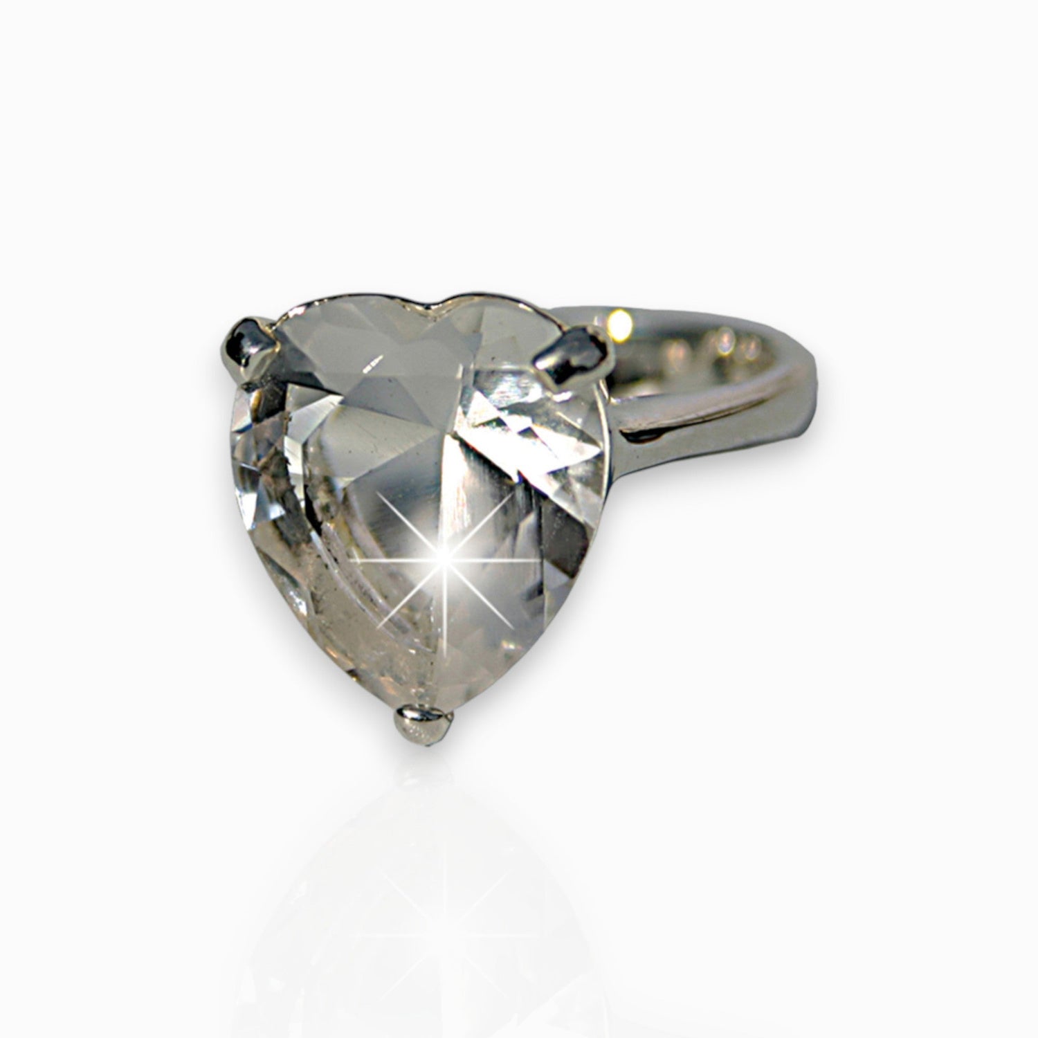 Rose Heart Silver-Toned - Ring on a white background.