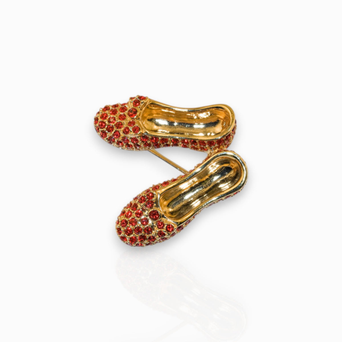 Wizard of Oz Dorothy Ruby Slippers - Brooch on a white background.