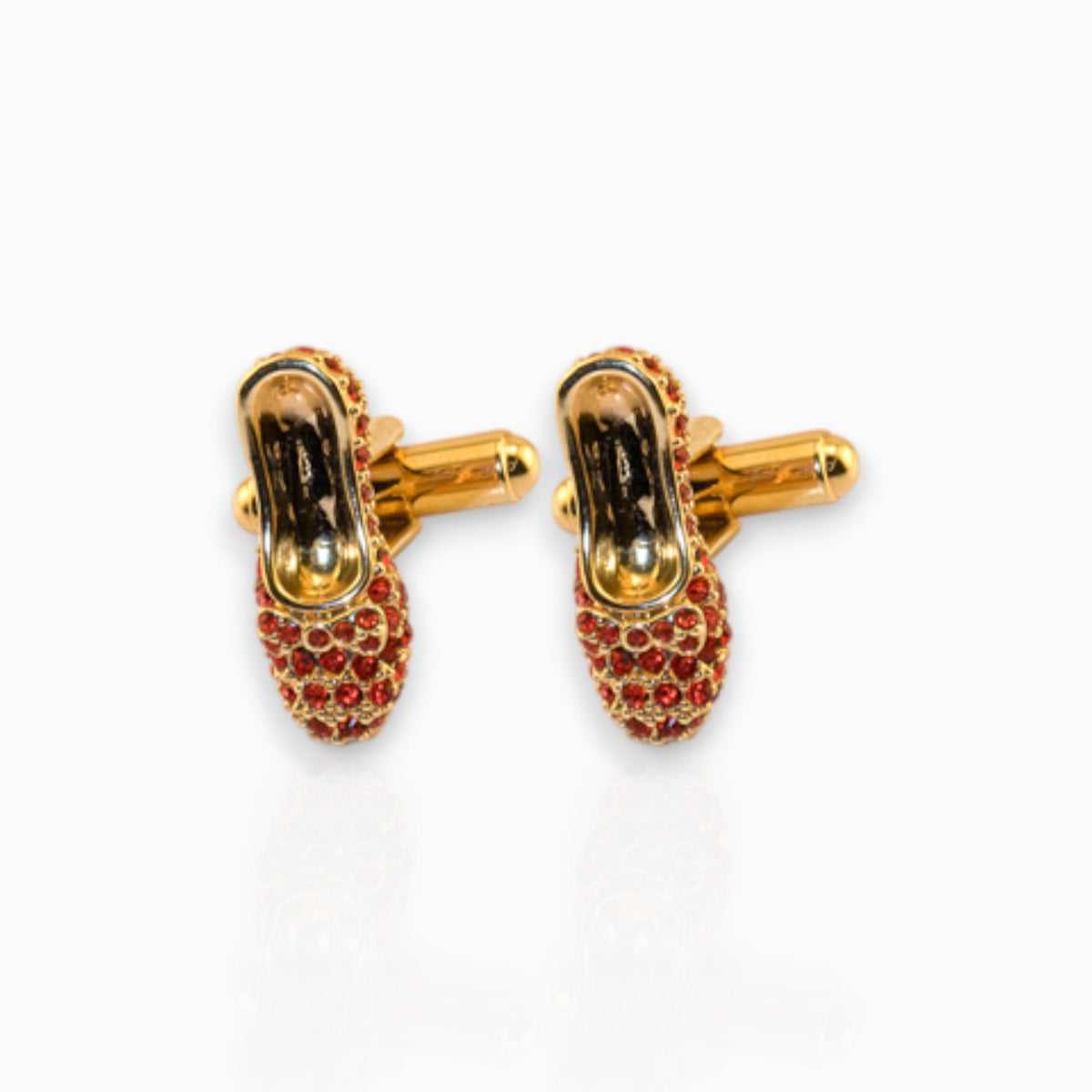Wizard of Oz Dorothy Ruby Slippers - Cufflinks on a white background.