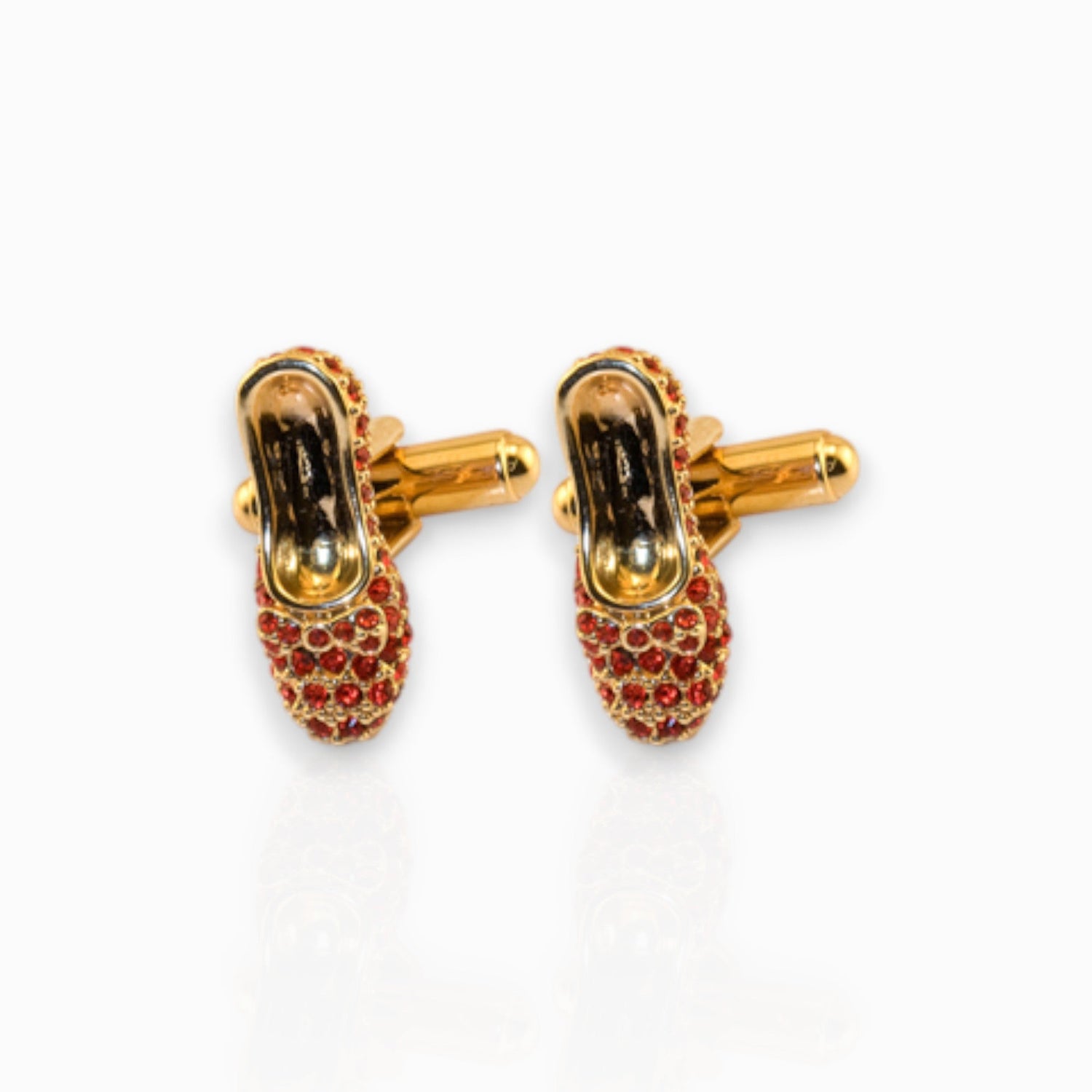 Wizard of Oz Dorothy Ruby Slippers - Cufflinks on a white background.