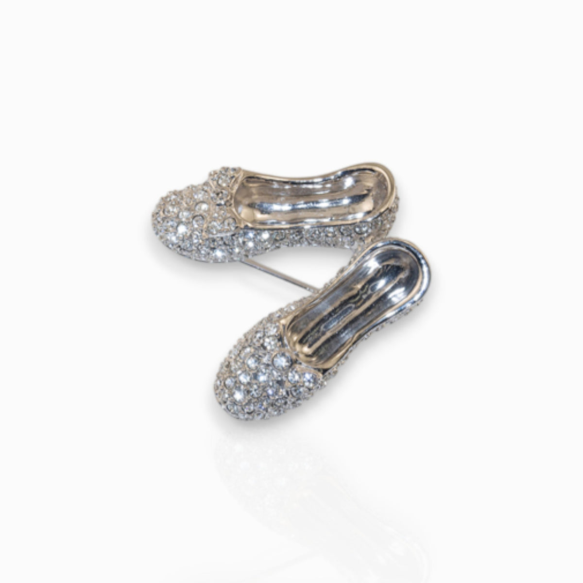 Wizard of Oz Dorothy Crystal Slippers - Brooch on a white background.
