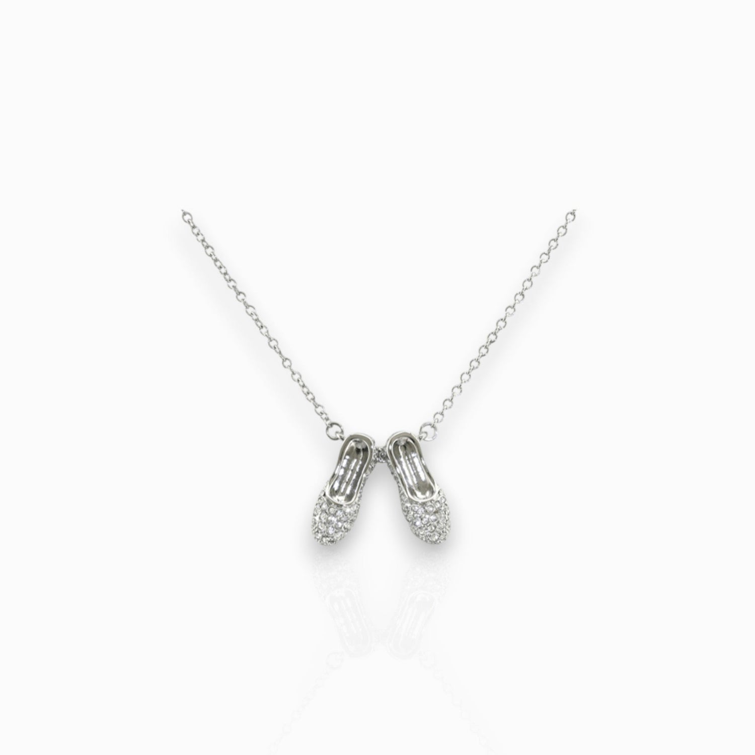 Wizard of Oz Dorothy Crystal Slippers - Necklace on a white background.