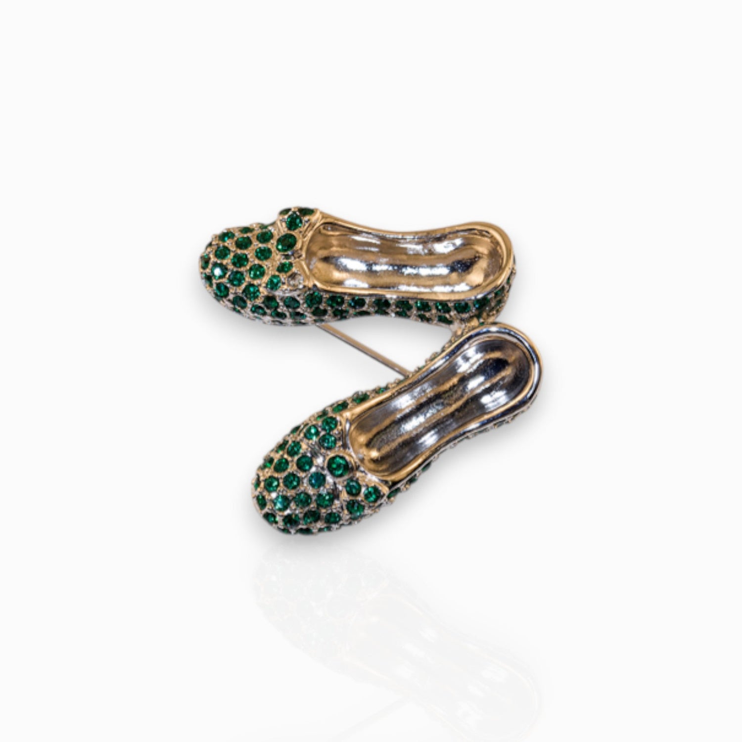 Wizard of Oz Dorothy Emerald Slippers - Brooch on a white background.