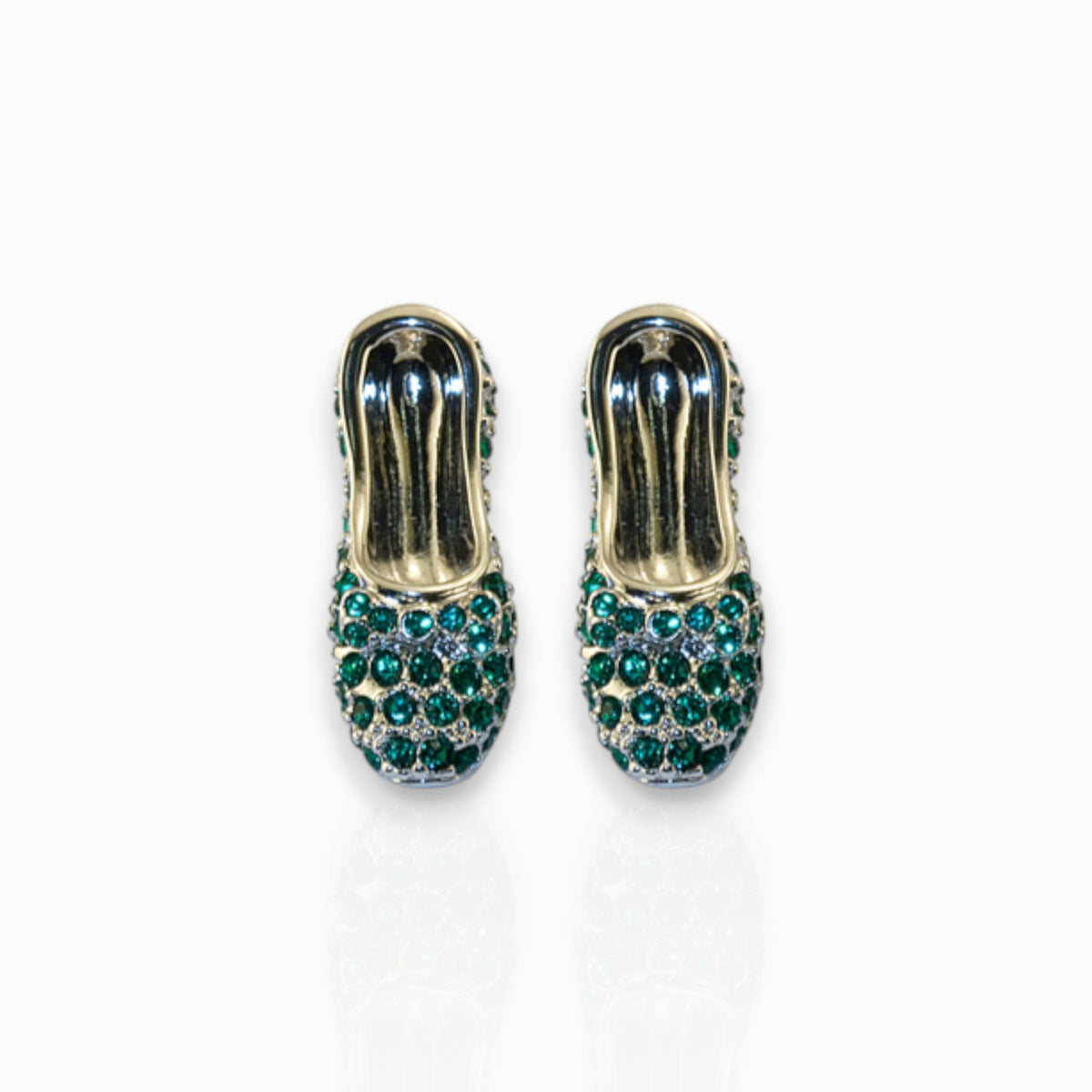 Wizard of OZ Dorothy Emerald Slippers - Earrings on a white background.