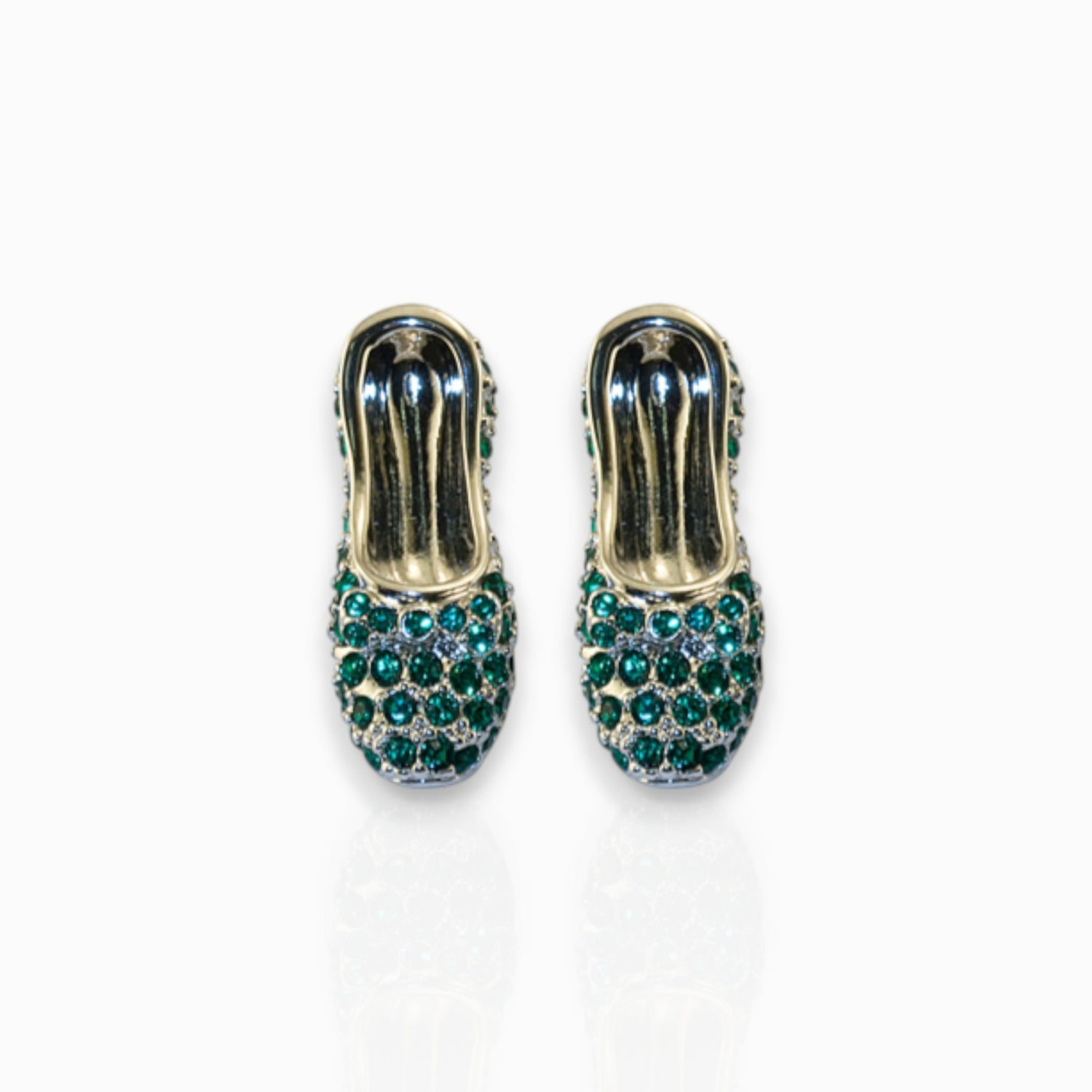 Wizard of OZ Dorothy Emerald Slippers - Earrings on a white background.