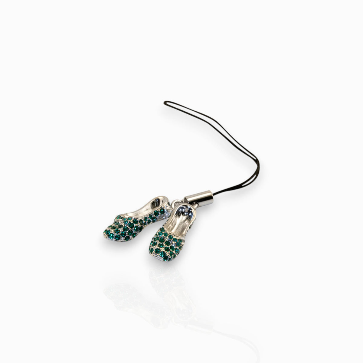 Wizard of Oz Dorothy Emerald Slippers - Phone Charm on a white background.