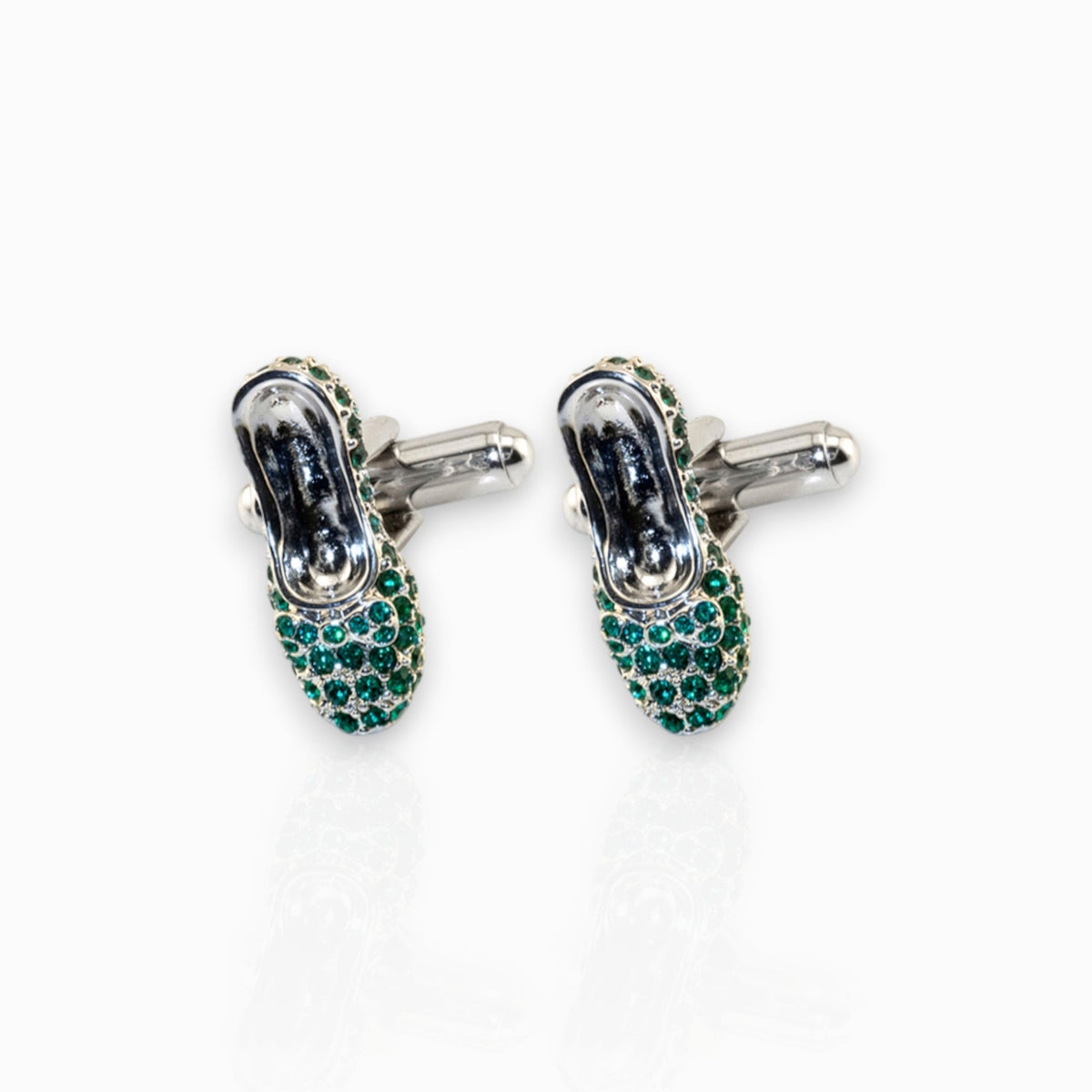 Wizard Of Oz Dorothy Emerald Slippers - Cufflinks on a white background.