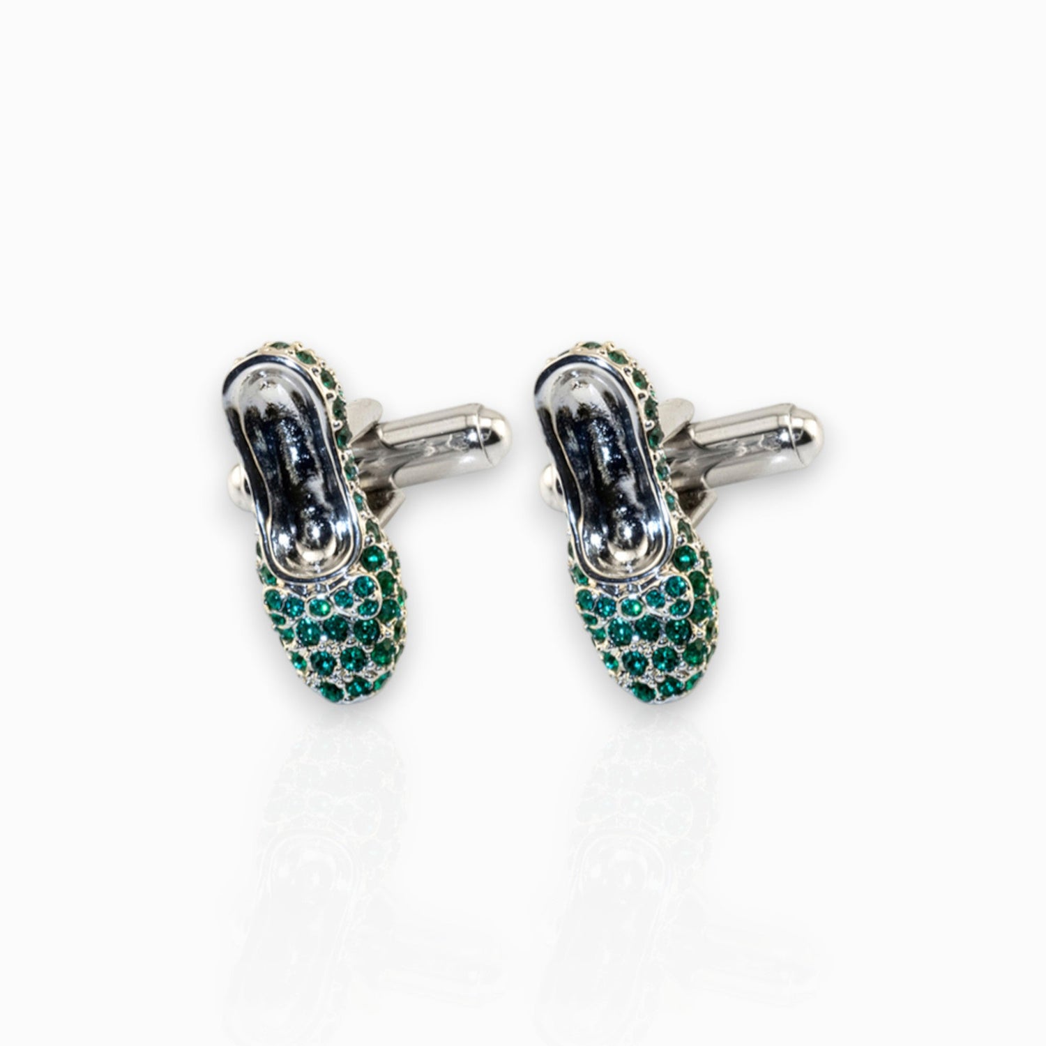 Wizard Of Oz Dorothy Emerald Slippers - Cufflinks on a white background.
