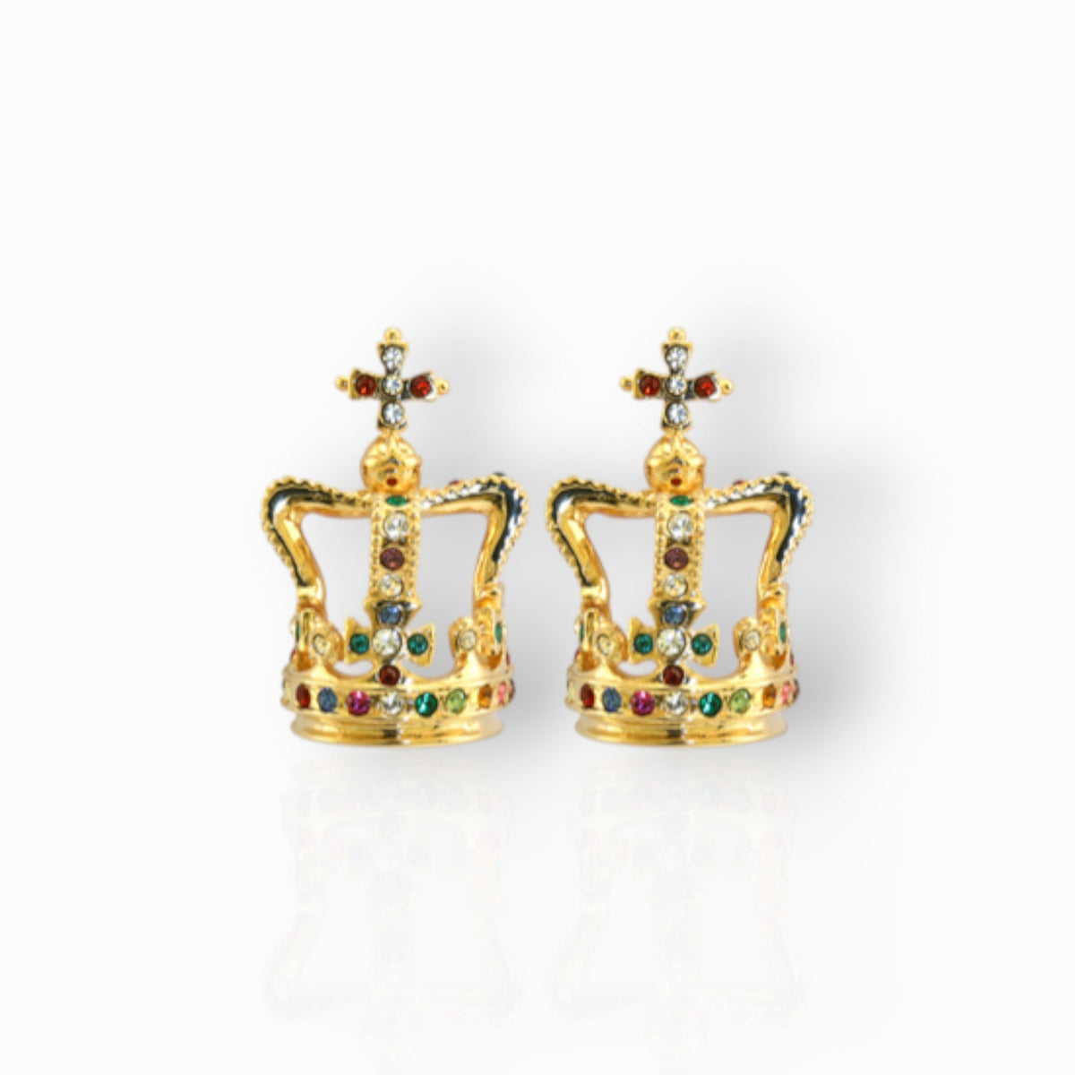 St Edward's Crown - Earrings on a white background.