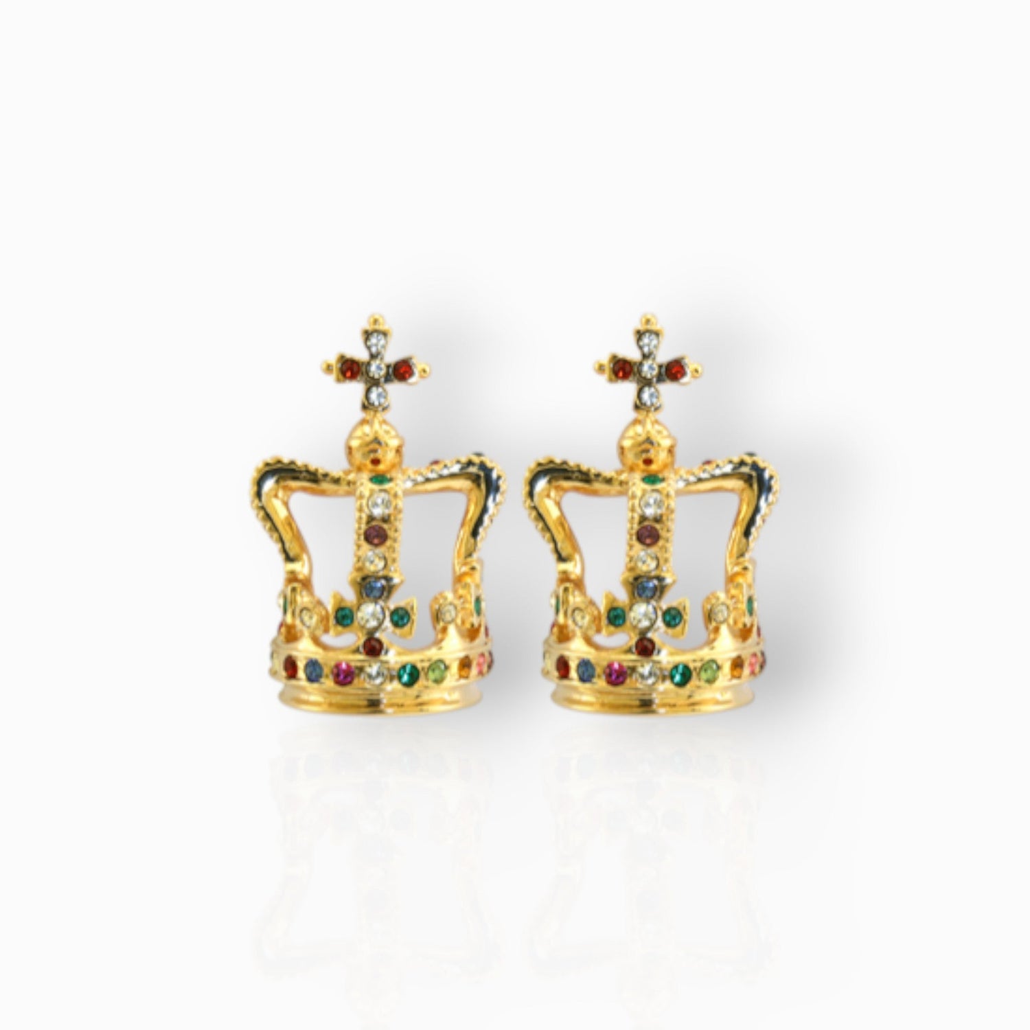 St Edward's Crown - Earrings on a white background.