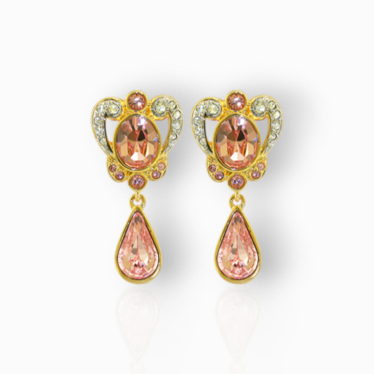 Princess Margaret Ornate Rose - Earrings on a white background.