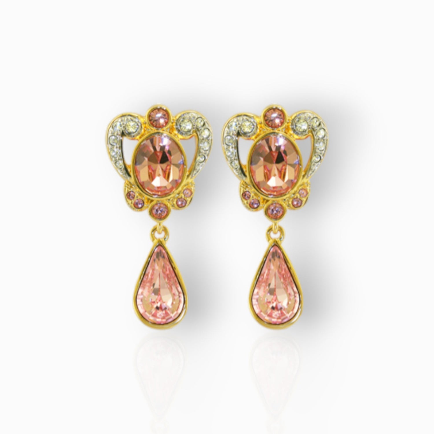 Princess Margaret Ornate Rose - Earrings on a white background.