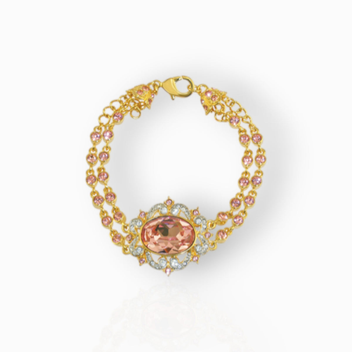 Princess Margaret Ornate Rose -Bracelet on a white background.