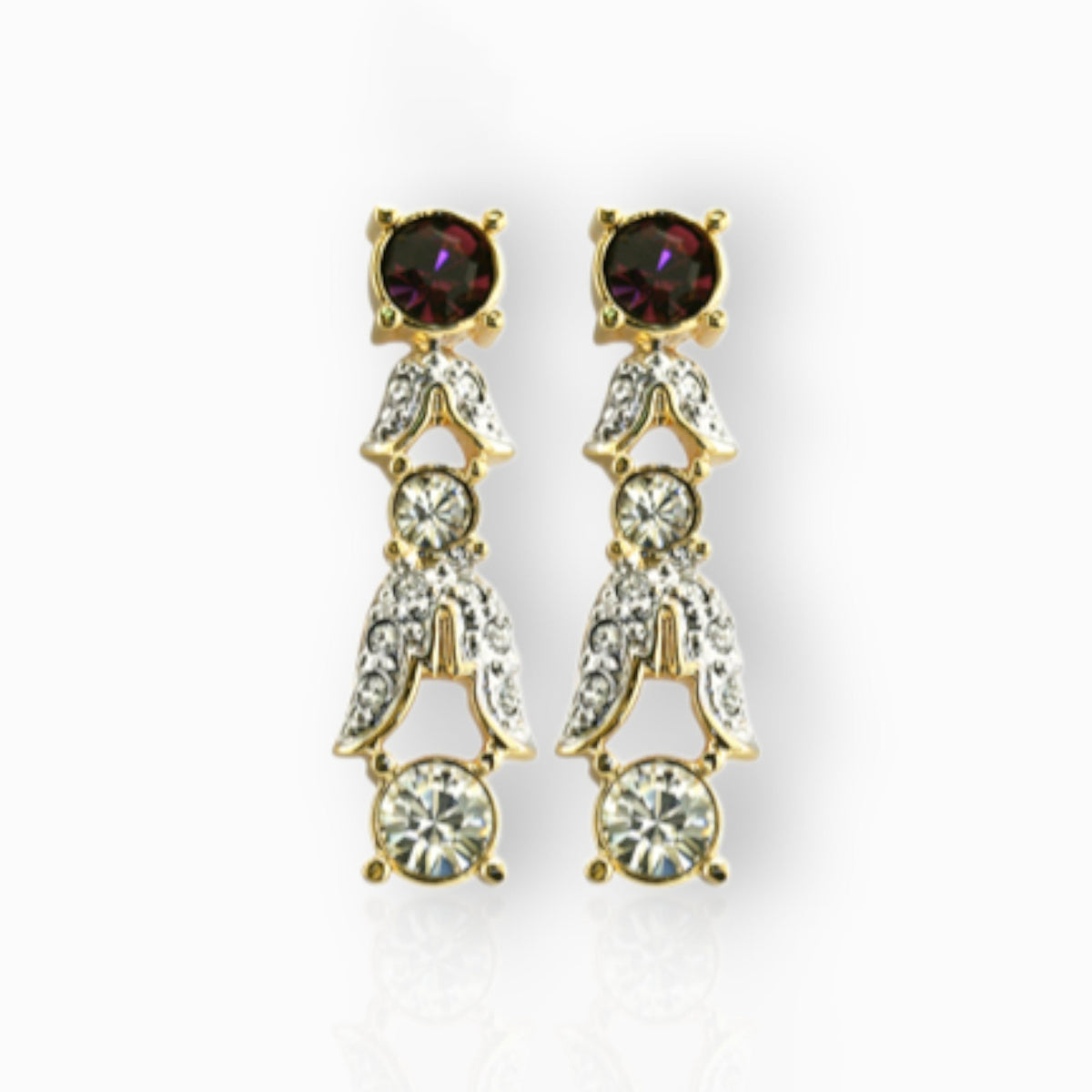 Amethyst Empress Josephine of France - Earrings on a white background.