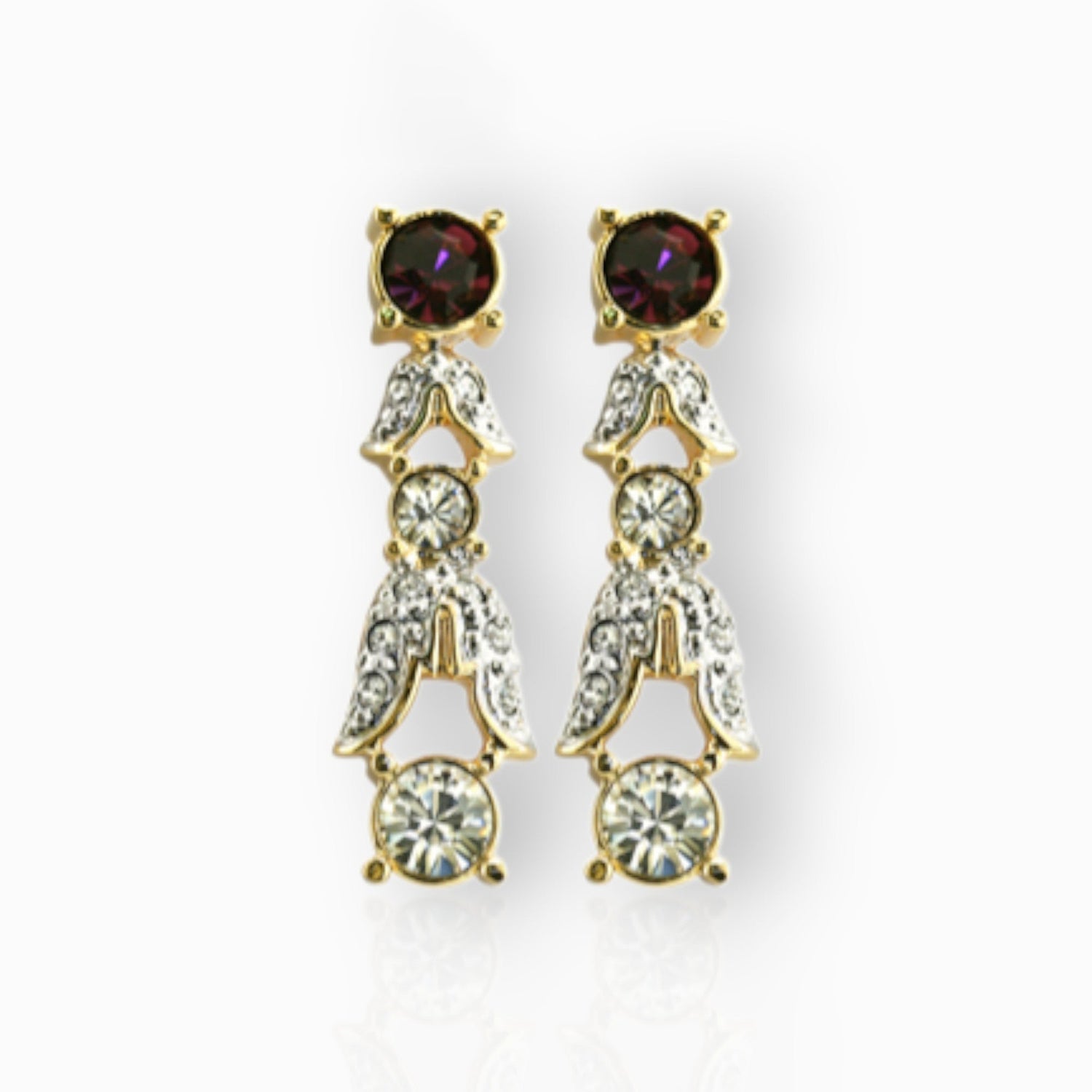 Amethyst Empress Josephine of France - Earrings on a white background.