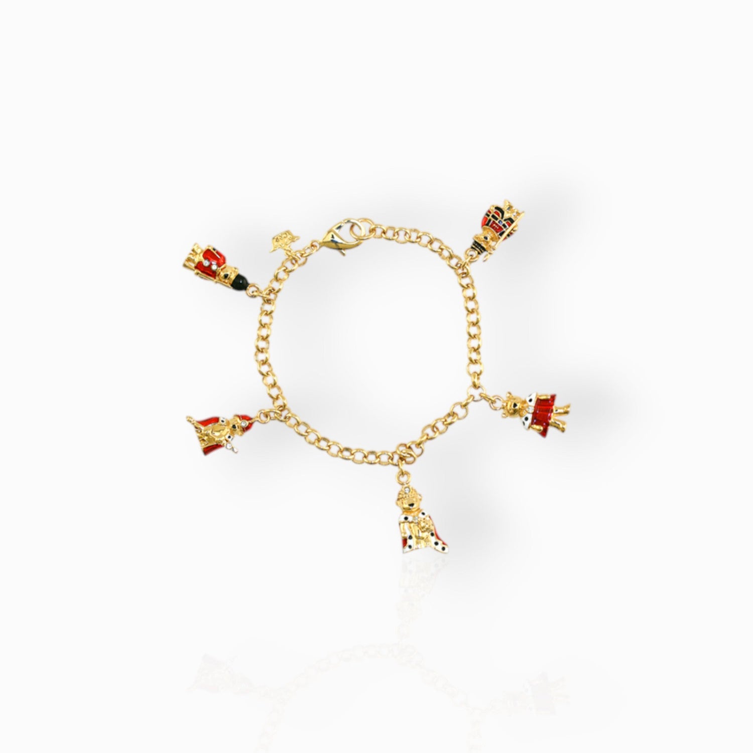 Royal Teddy - Charm Bracelet on a white background.