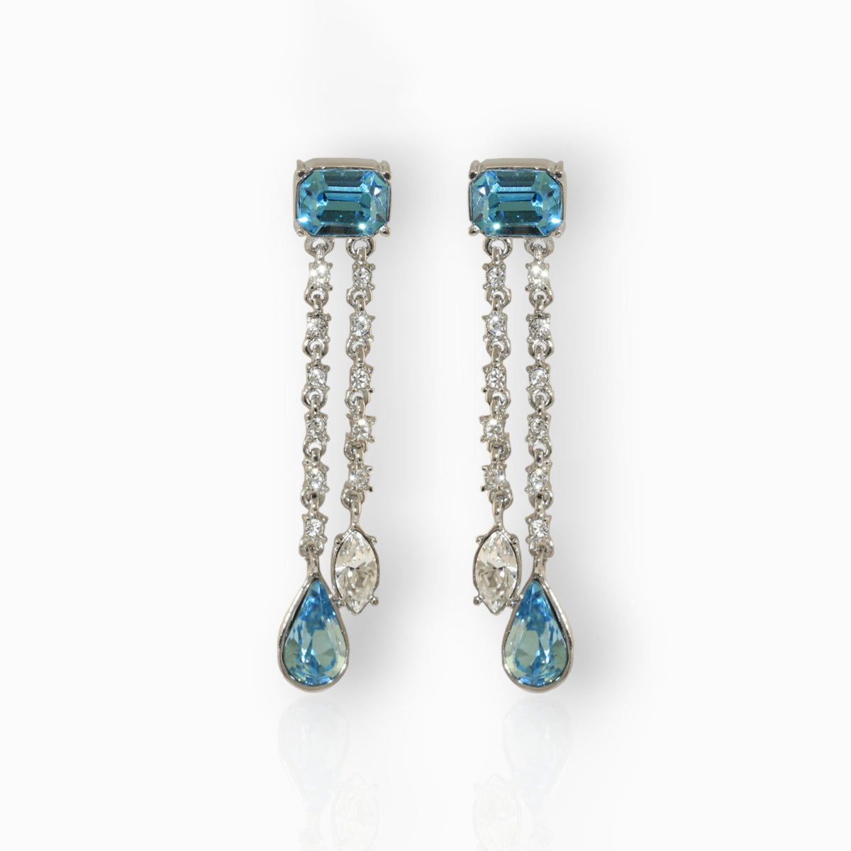 Aquamarine Durbar - Earrings on a white background.