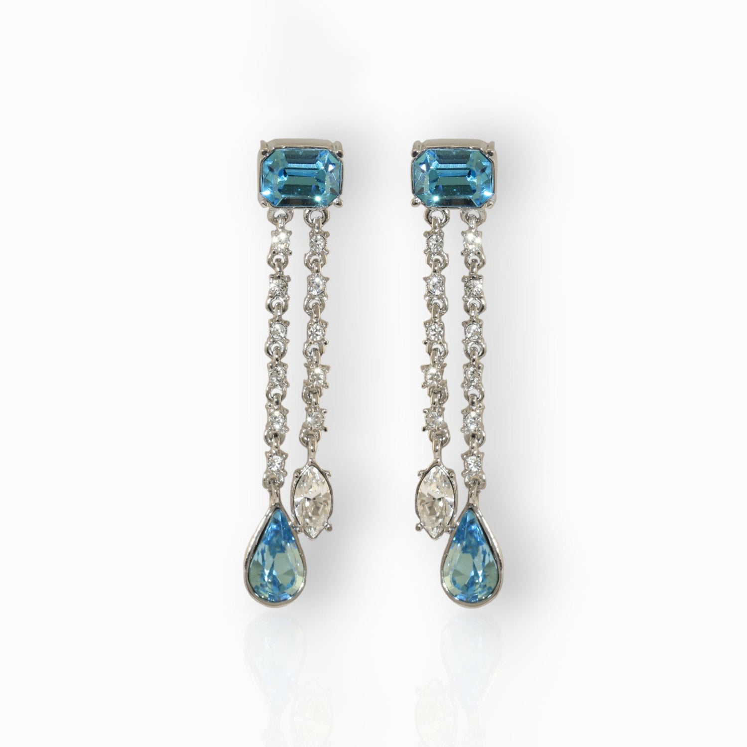 Aquamarine Durbar - Earrings on a white background.