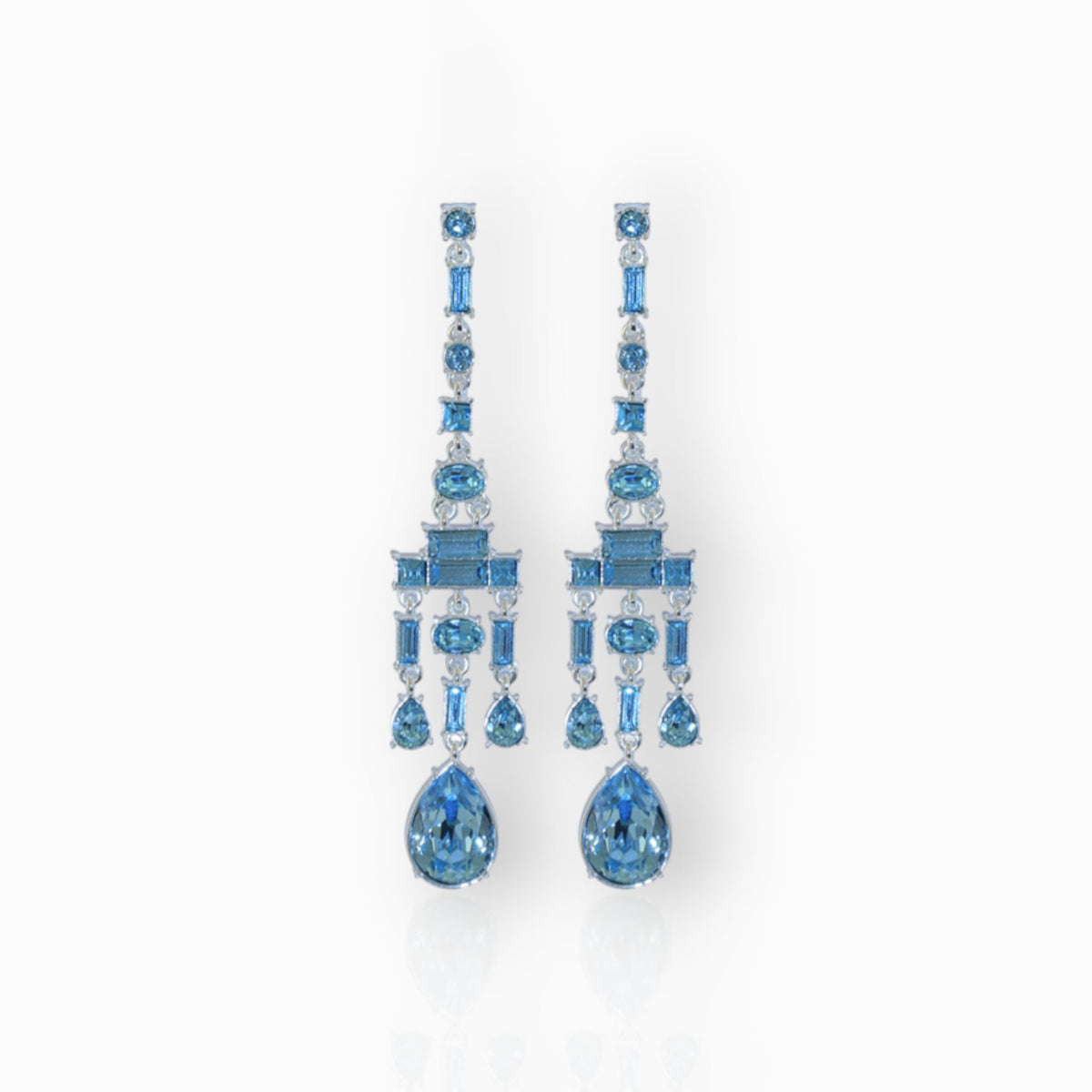 Aqua Chandelier - Earrings on a white background.