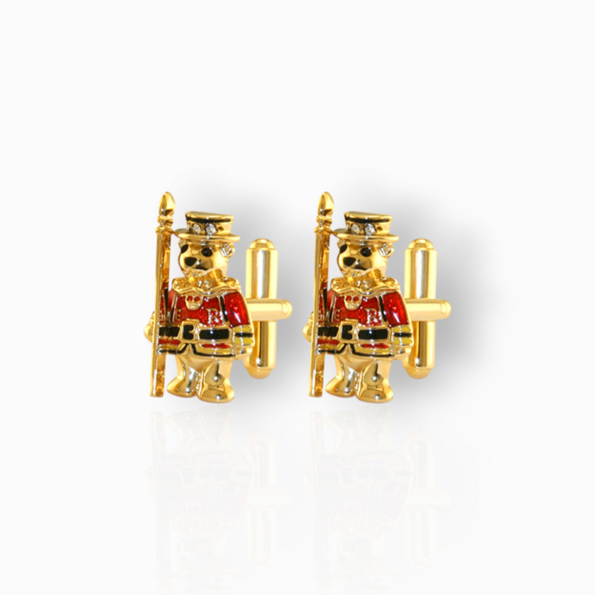 Teddy Bear Beefeater - Cufflinks on a white background.