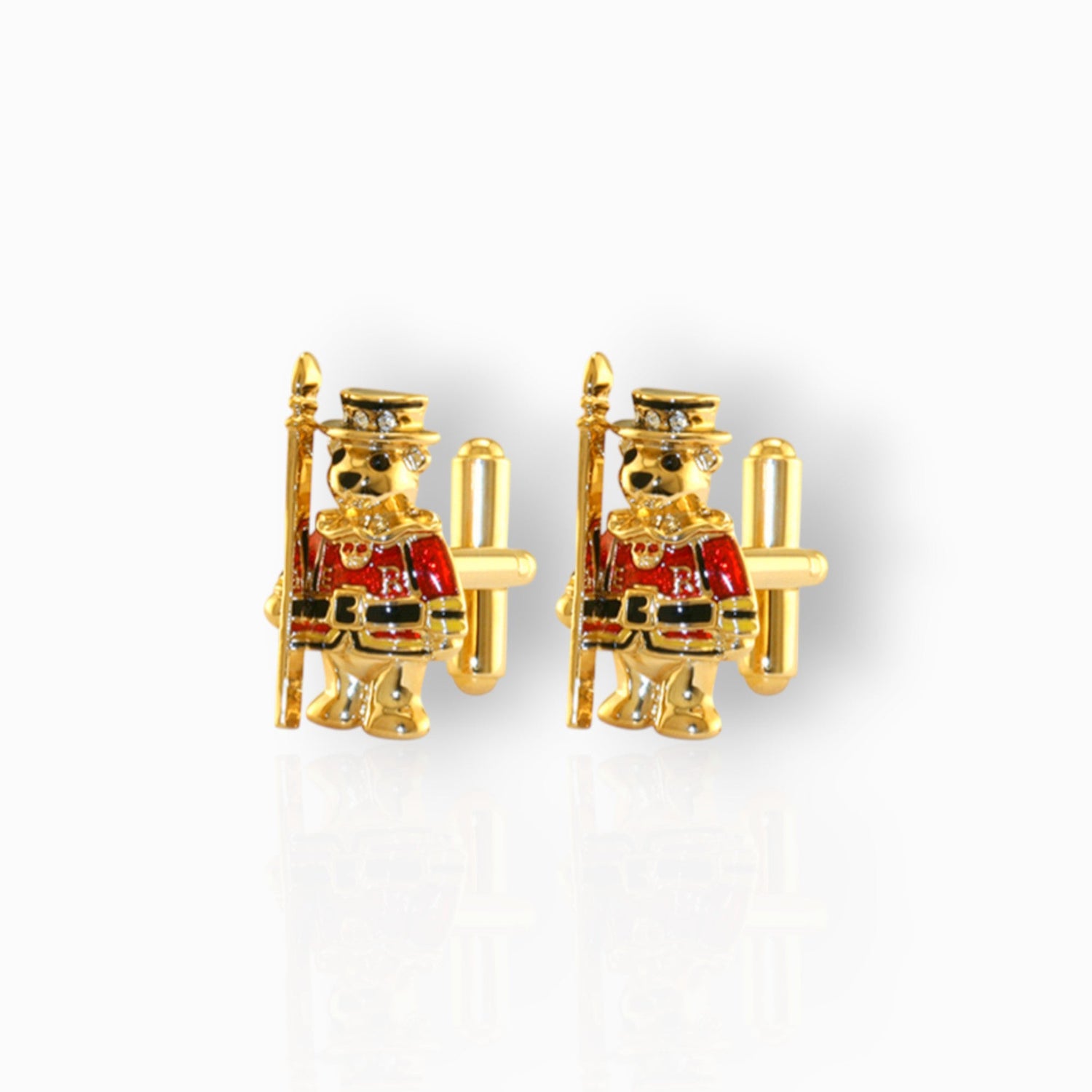 Teddy Bear Beefeater - Cufflinks on a white background.