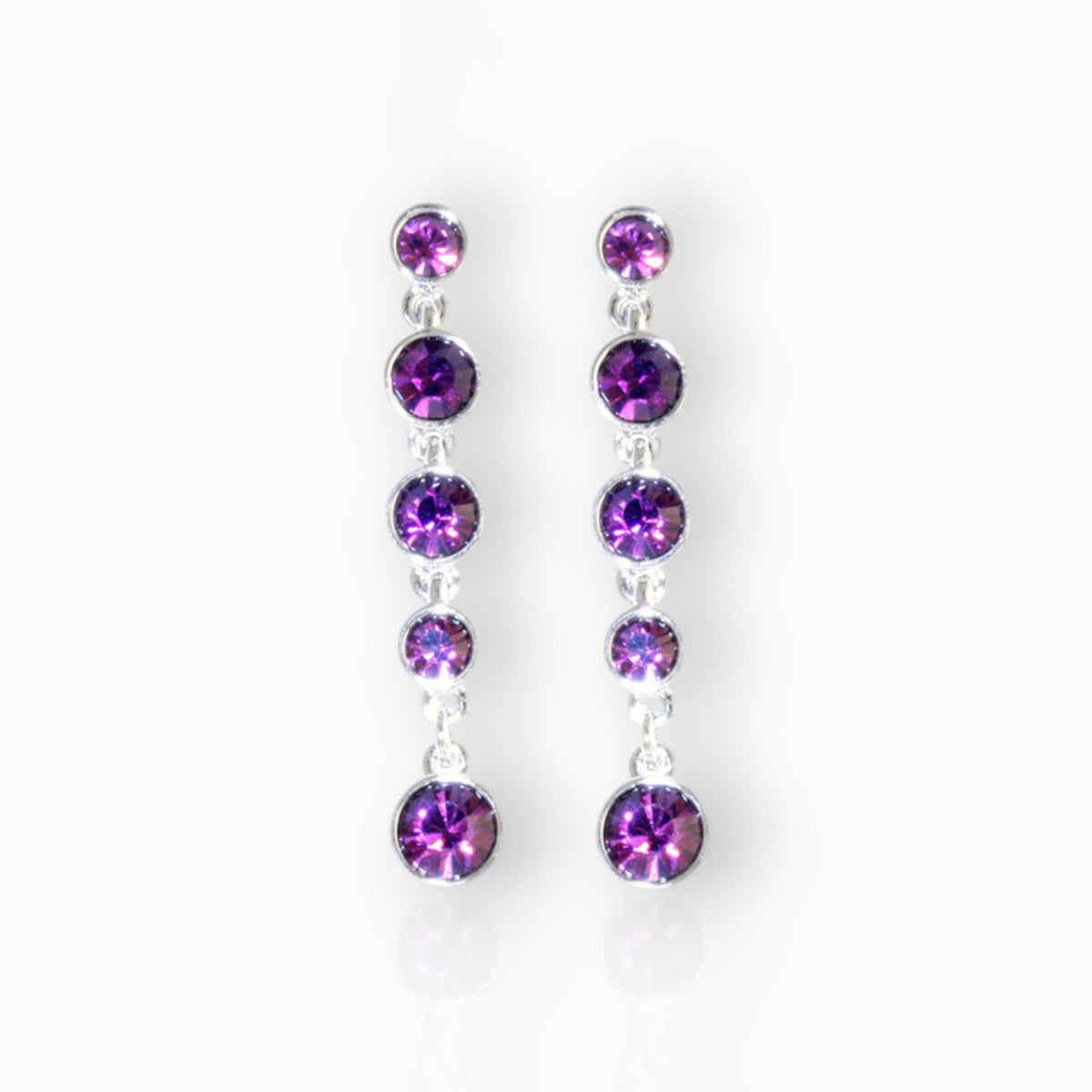 Amethyst Fringe Tiara - Earrings on a white background.